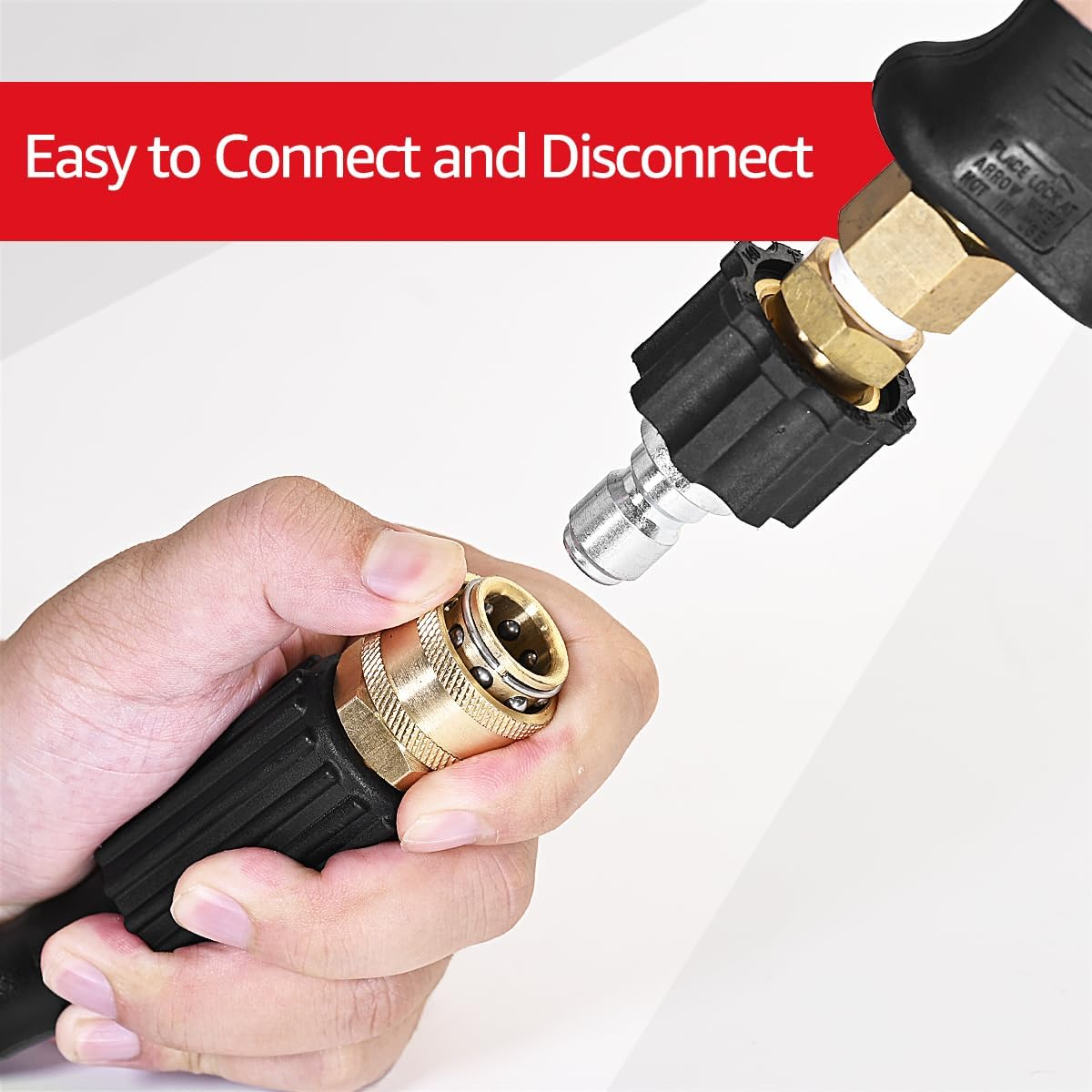 YAMATIC Pressure Washer Adapter Set Quick Connect Kit, M22-14Mm to 3/8" Quick Connectors, 4000 PSI Pressure Couplers Fittings for a Pressure Washer, Hose, and Gun (2 PCS) image number 2