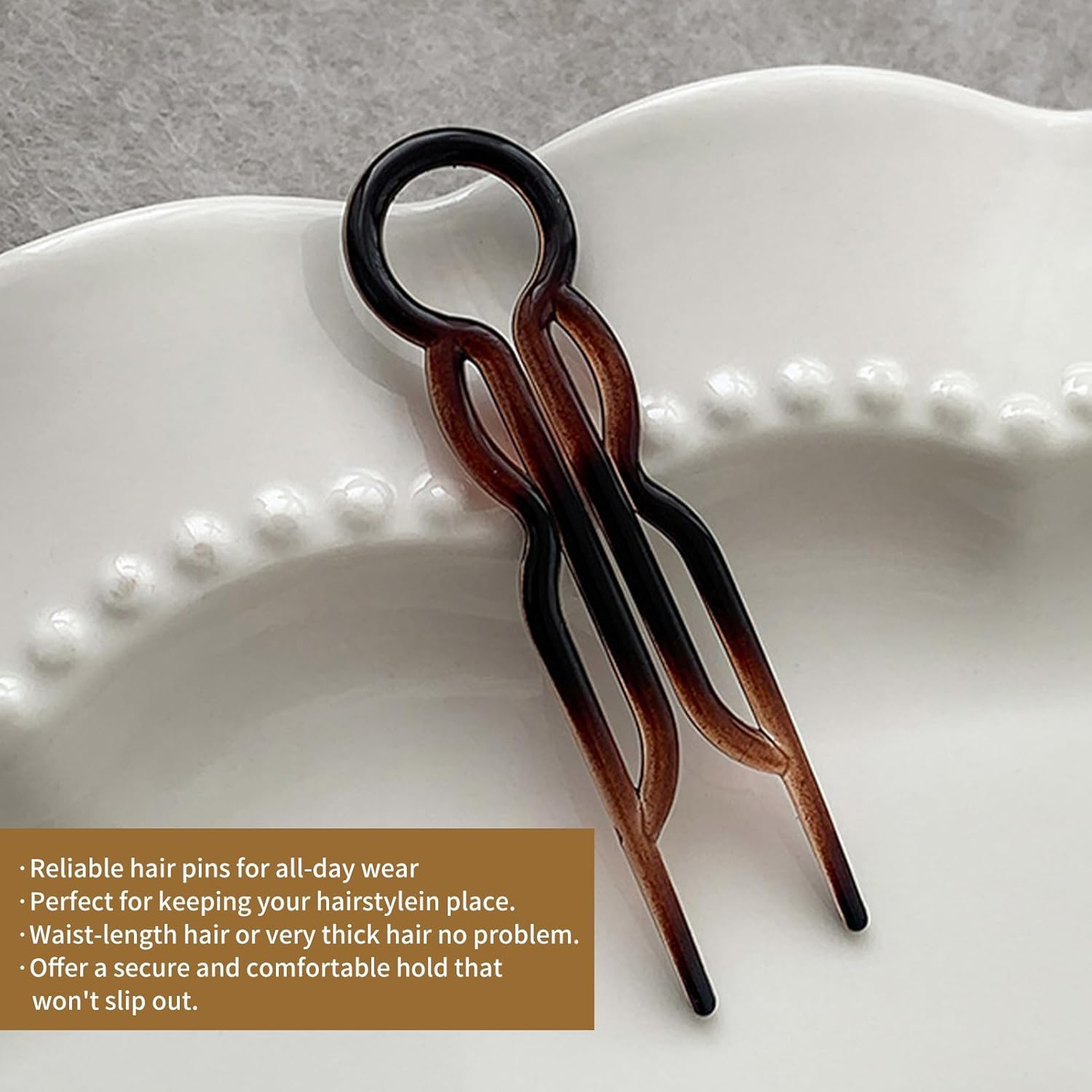 Magic Hair Pins, French Hair Fork Lightweight Hairpins Bobby Pins Brown Hairpin Elegant U Shaped Hairpin, Styling Accessories Hairpins for Women and Girls (10Pcs) image number 5
