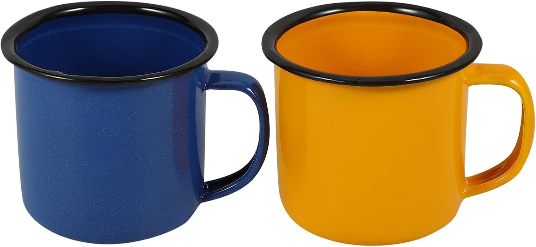 Yardwe 2 Pack Enamel Camping Coffee Mug Camp Mug Small Tiny Metal Enamelware for Indoor, Outdoor Hiking, Travel, Fishing, Picnics (Yellow, Blue)