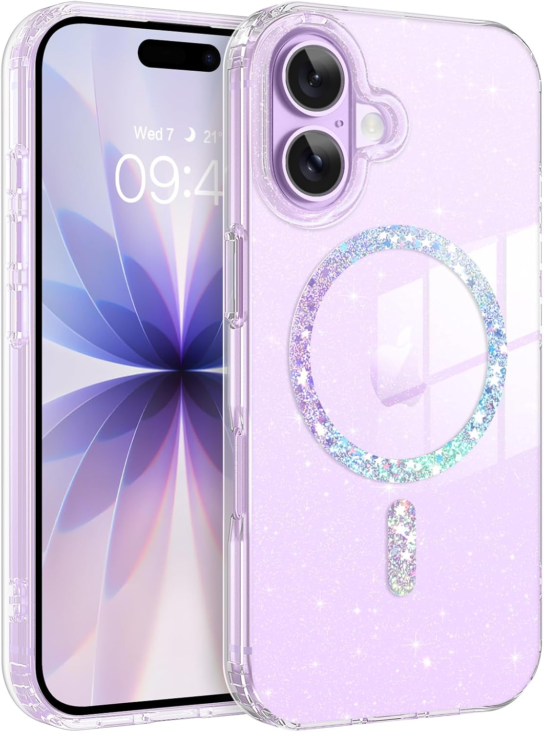 Gaobao Compatible with Iphone 17 6.3 Inch, Magnetic Glitter Case Compatible with Magsafe, Clear Cute Bling for Women and Girls, Slim Shiny Shockproof & Protective Sparkly Cover Crystal Clear Glitter image number 7