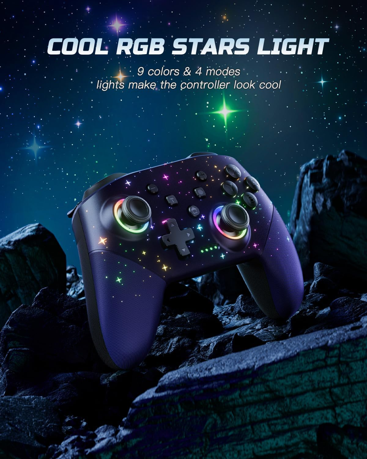 VOYEE PC Game Controller, Wireless Pro Controllers Compatible with Lite/Oled, Multi-Platform Windows PC with Cool RGB Light/Programmabele/Motion/Vibration/Turbo/Wakeup image number 5