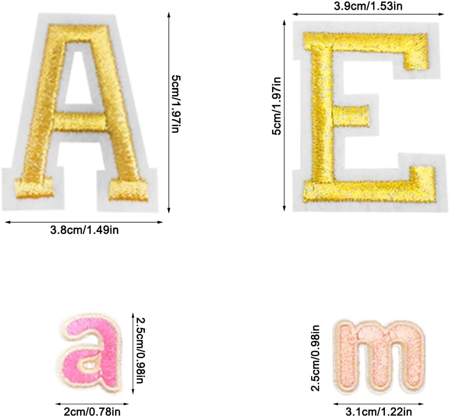 52 Pcs Embroidered Iron on Letters for Clothing - Gold & Multicolor A-Z Alphabet Patches - Easy Apply with Iron or Sew - for Hats, Shirts, Bags, Jeans by Sourceton