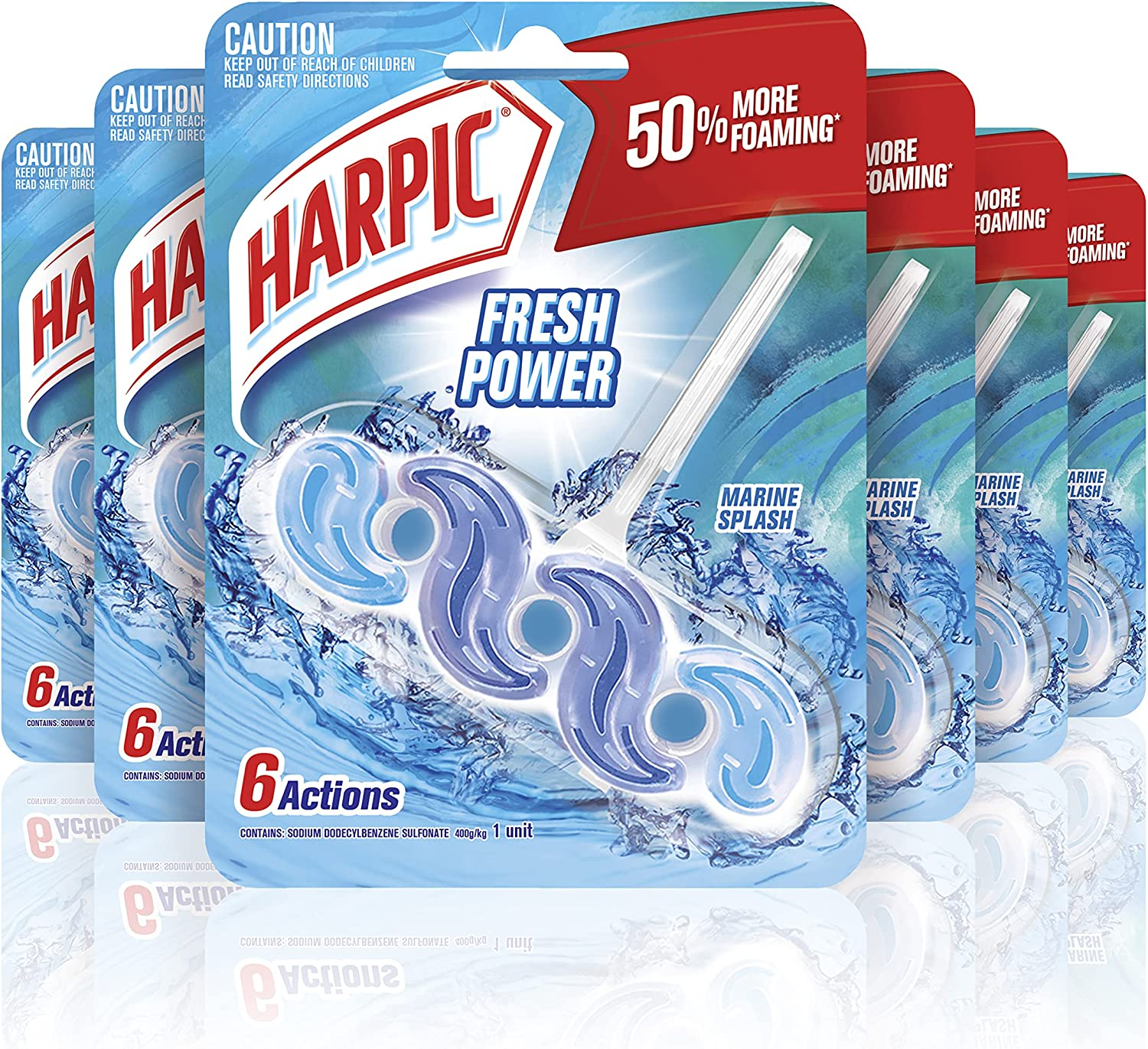 Harpic Fresh Power Toilet Block Cleaner Marine Splash (Pack of 6) image number 3