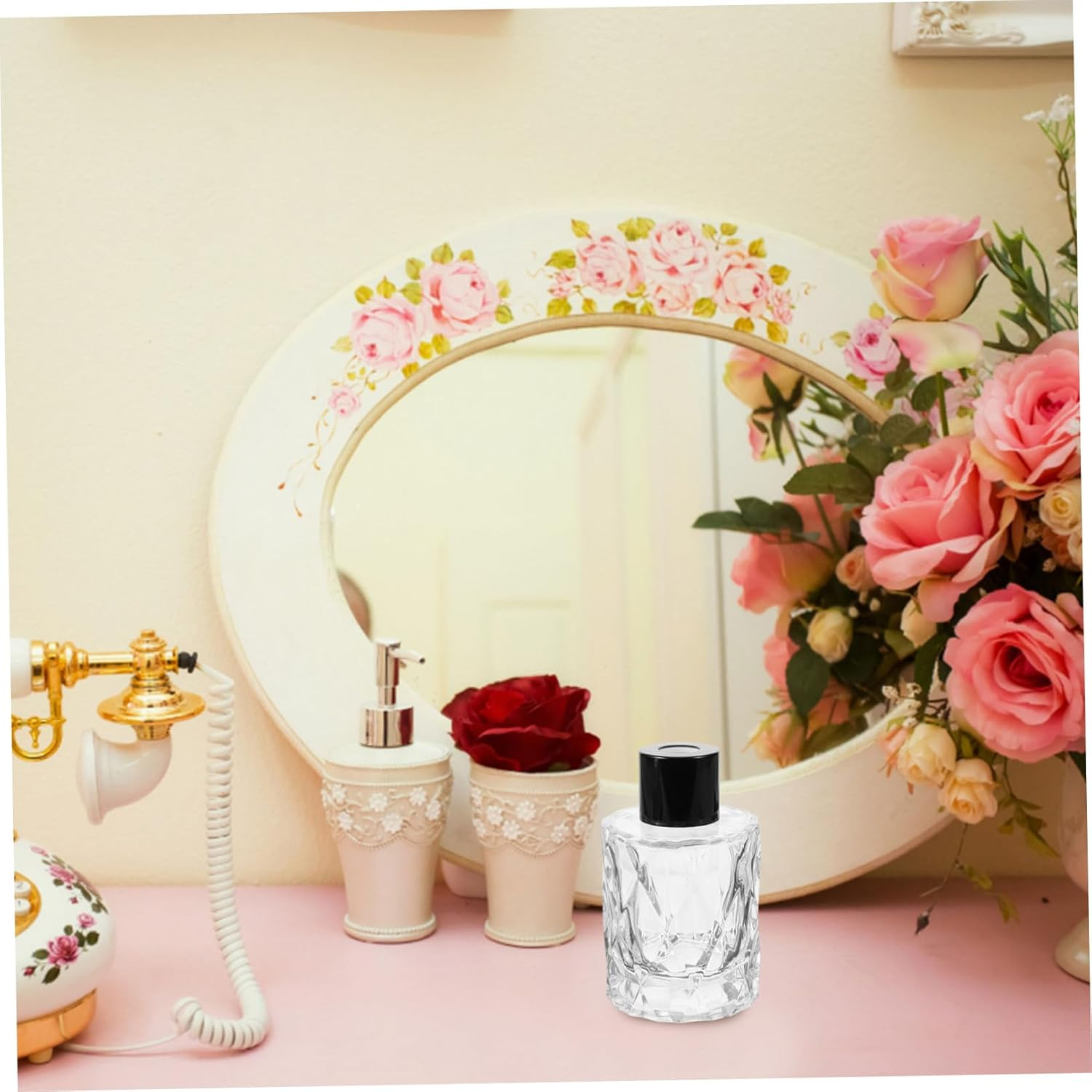 Ciieeo 4 Pcs Refillable Glass Fragrance Diffuser Bottles 50Ml Diamond Shape Desktop Perfume Containers for Home Office Aromatherapy Decor image number 5