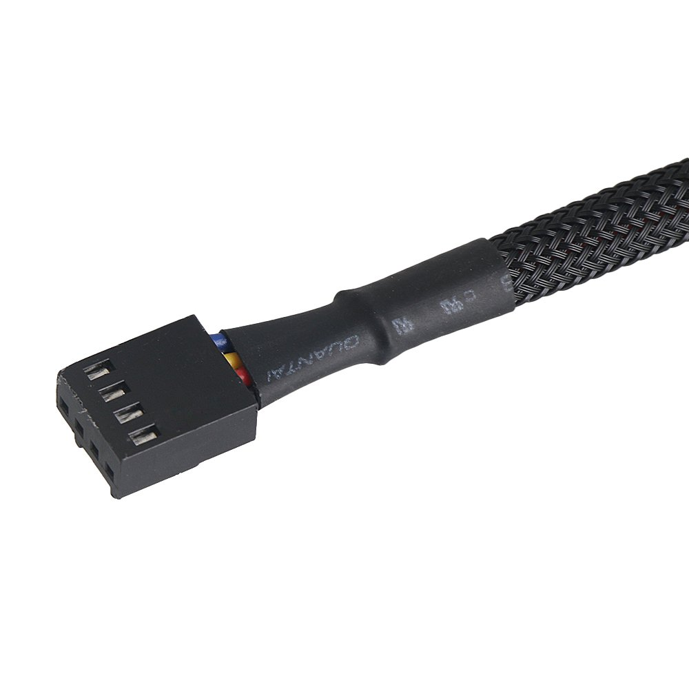 BQLZR 40.5Cm Long Black Sleeved Braided 5 Way 4-Pin PWM Fan Hub Splitter Fan Power Cable for Computer Fans