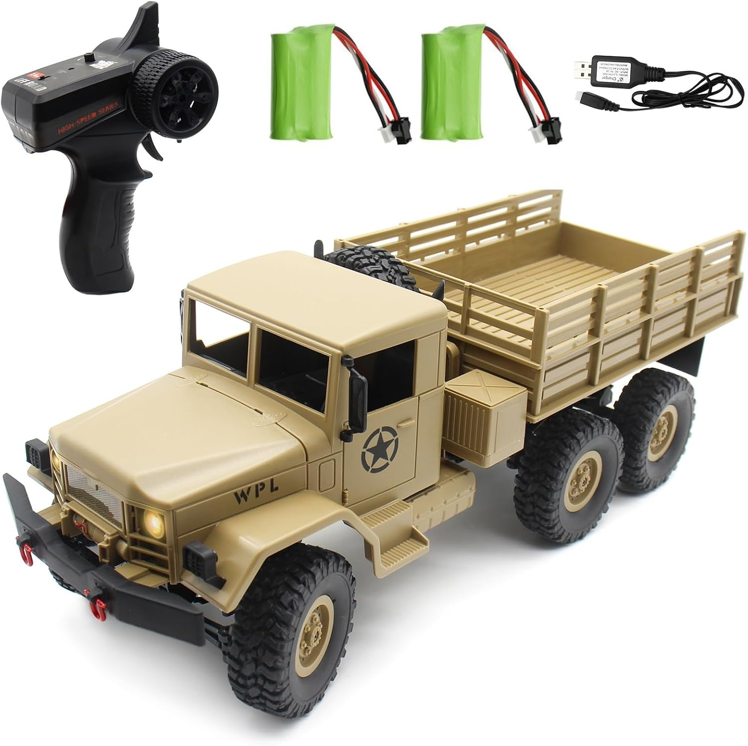 Spobot Remote Control Truck 2.4G Military Truck,Rc Off-Road Transpotr Vehicle 6WD All Terrain Radio Control Rock Climb Car for Adults and Kids image number 4