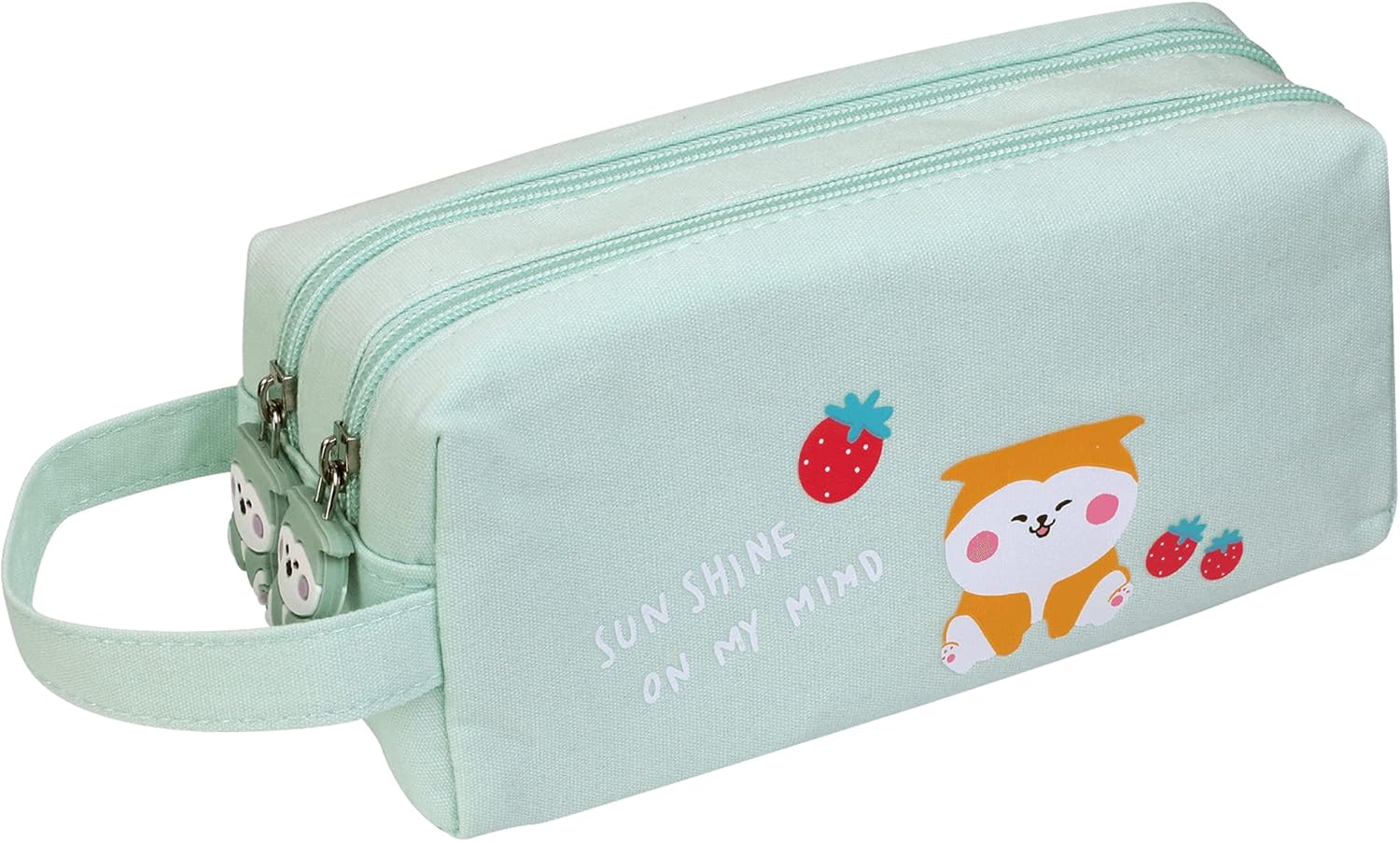 Wittysilly Cute Bear Pencil Pouch for Boys, Kawaii Large Capacity Blue Pencil Case, Stationery Organizer Bag, High School College Pen Case, Office Supply Case Organizer (Sky Blue)