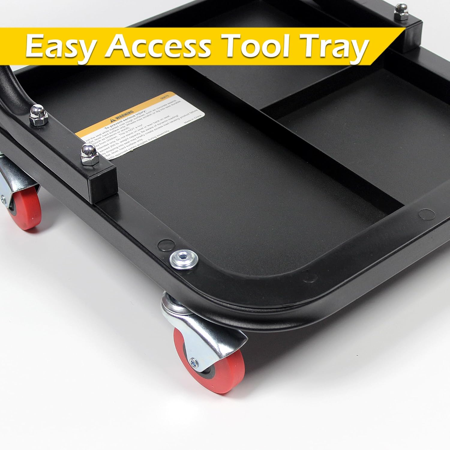 Maxworks 50875 Mechanics Roller Seat, 250 LBS Capacity Padded Rolling Workshop Stool with Tool Tray Storage for Garage, Shop, Auto Repair image number 1