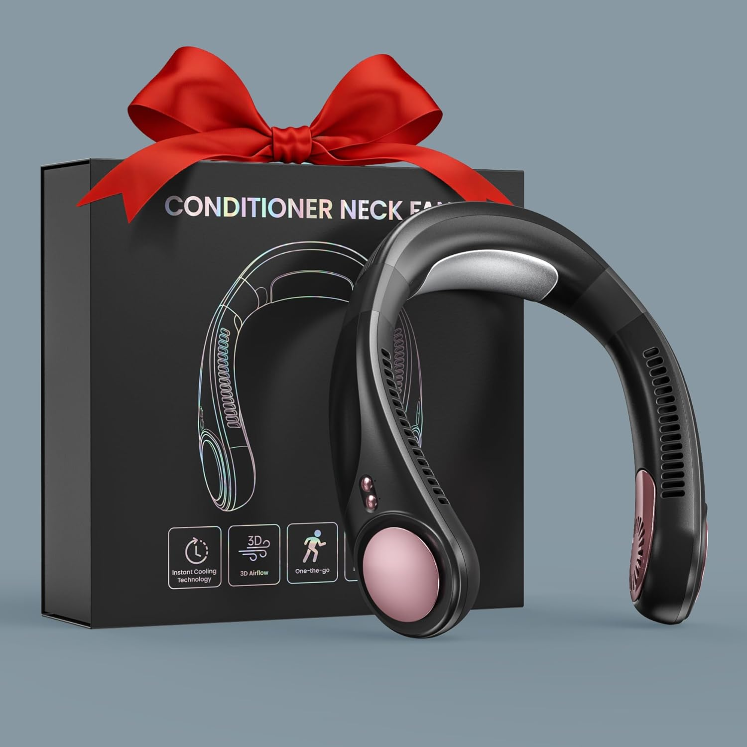 LEMOISTAR Portable Neck Fan, Hands Free Bladeless Fan, 3 Speeds, 4000Mah Battery Rechargeable Operated Hanging Personal Fan, USB Powered Wearable Leafless Fan for Woman Men&rsquo;S Gifts Camping