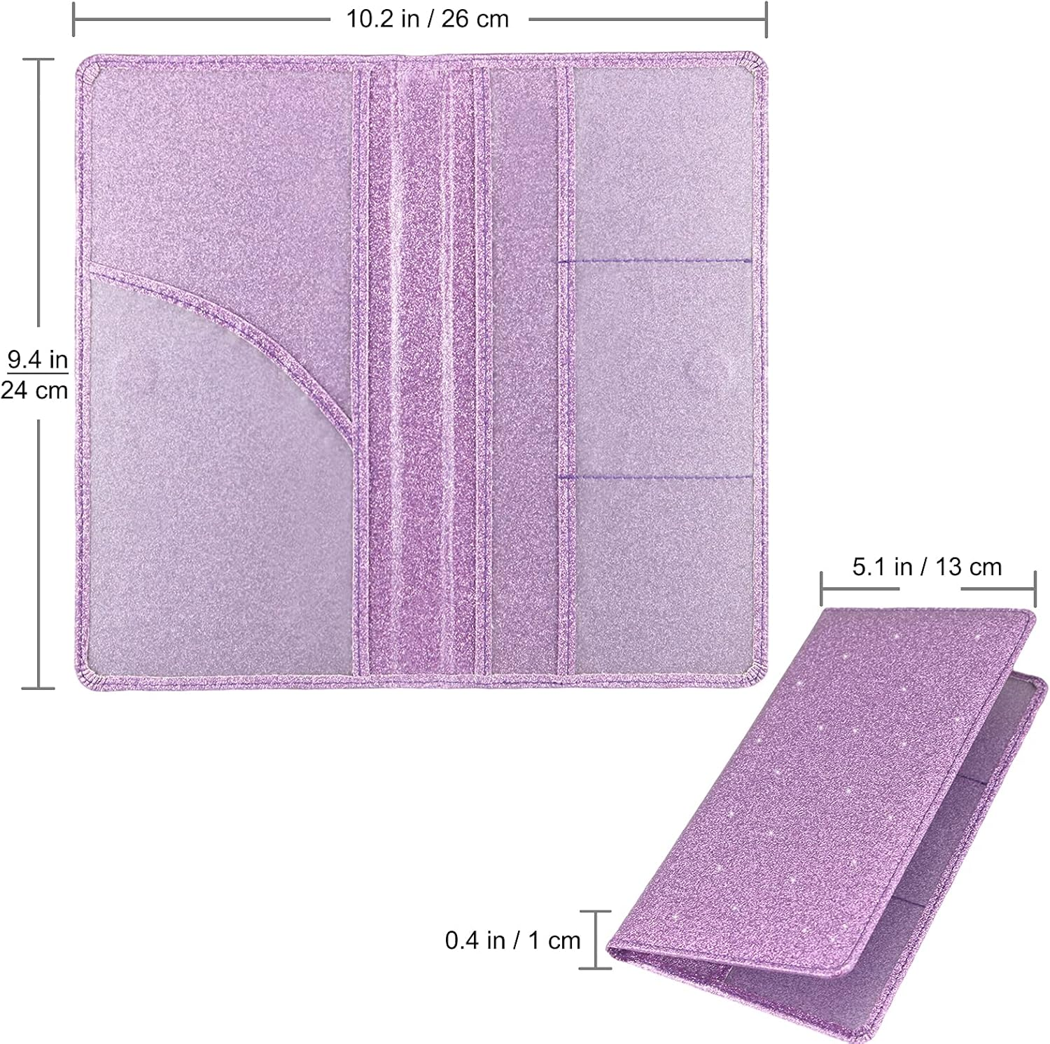 Bodskad Car Registration and Insurance Holder, Premium Leather Insurance and Registration Holder,Vehicle Glove Box Car Organizer, with Magnetic Shut for Cards, Driver License (Glitter Purple)