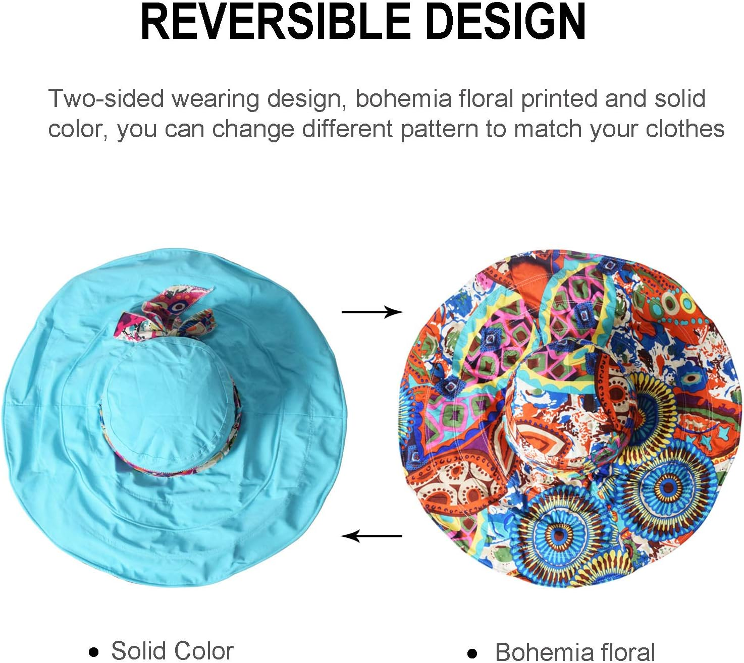 WITERY Floppy Summer UPF50+ Foldable Sun Beach Hats Accessories Wide Brim for Women