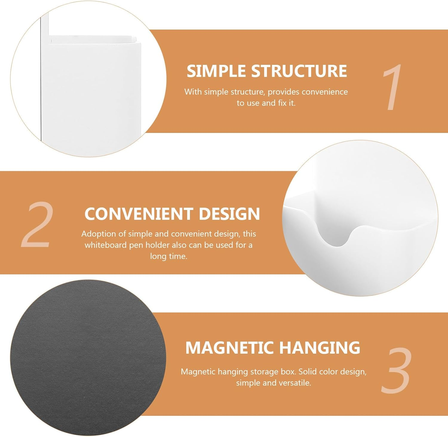 Totority 4Pcs Magnetic Marker Holder Set, White Plastic Magnetic Storage Box for Whiteboard Pens, Dry Erase Pen Container Organizer for Office, School, Refrigerator, and Home Use image number 2