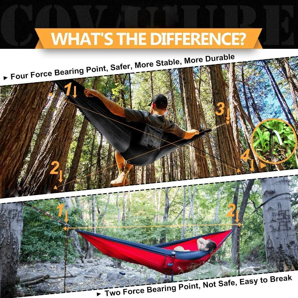 APEXORIGIN Camping Hammock with Mosquito Net, Portable Hammocks with Adjutable Loops and Tree Straps, Double & Single Hammock Tent for Outdoor, Hiking and Travel (Black) image number 3