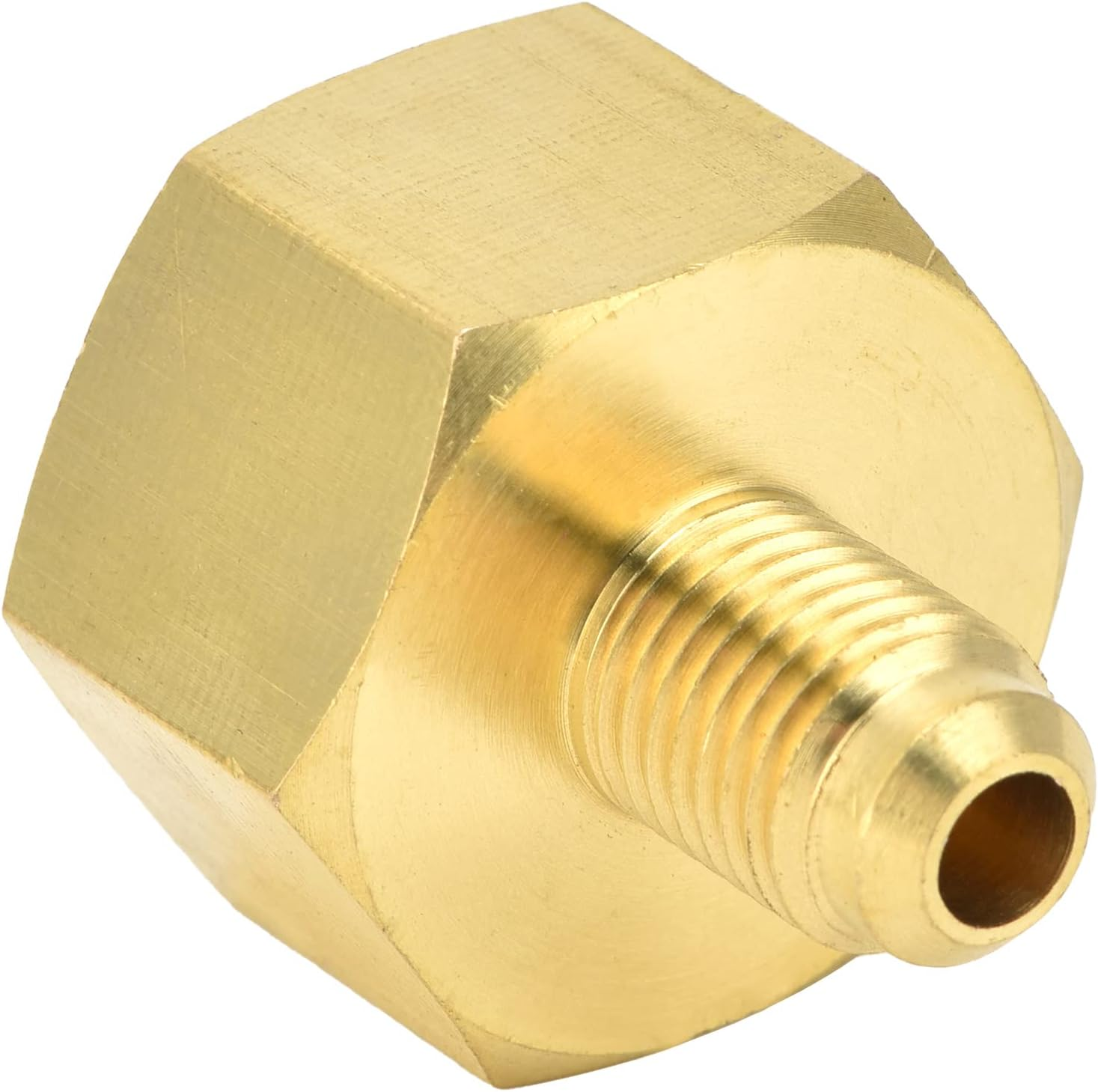 W21 1/4 SAE Air Conditioning Refrigerant Adapter Brass for R32 R134A R407A R404A R422D R507 R417A R437A R407F 21Mm outside Thread for AC and Refrigeration Systems image number 2