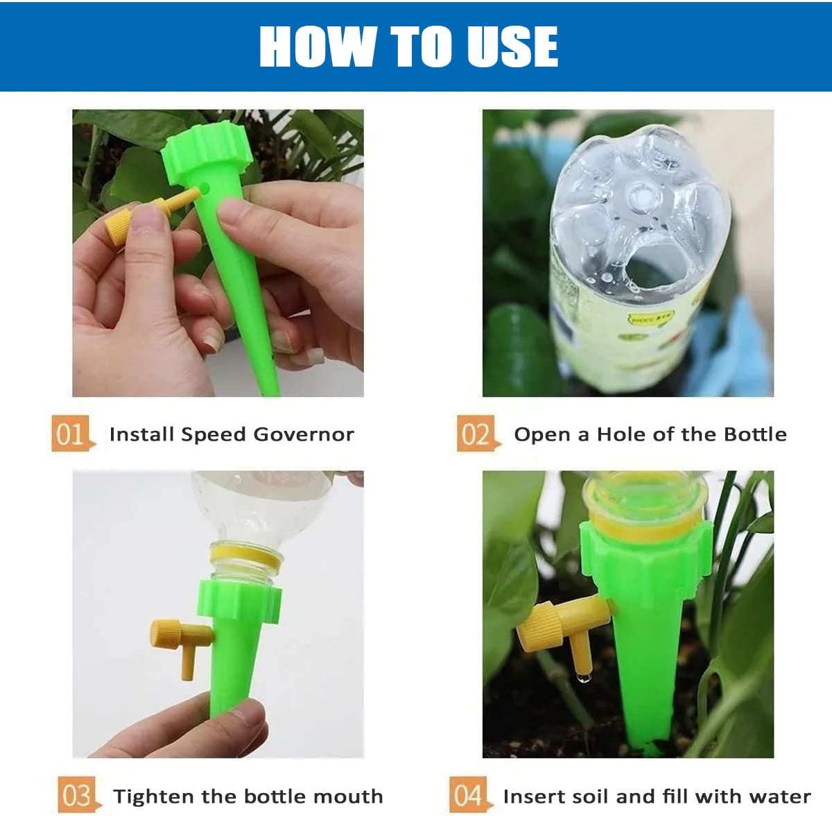 12 Packs Self Watering Spikes, Adjustable Plant Watering Spikes with Slow Release Control Valve Switch for Garden Plants Indoor & Outdoor