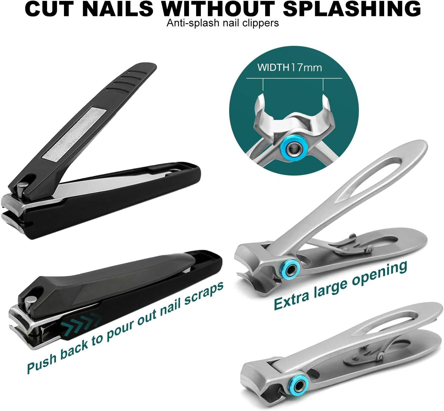 SHUNMAN Nail Cutter Set,5 Pcs Premium Large Nail Clippers Set, Podiatrist Toenail Clippers Kits, for Thick & Ingrown, for Elderly,Mens,Women,Long Handle Safety image number 4