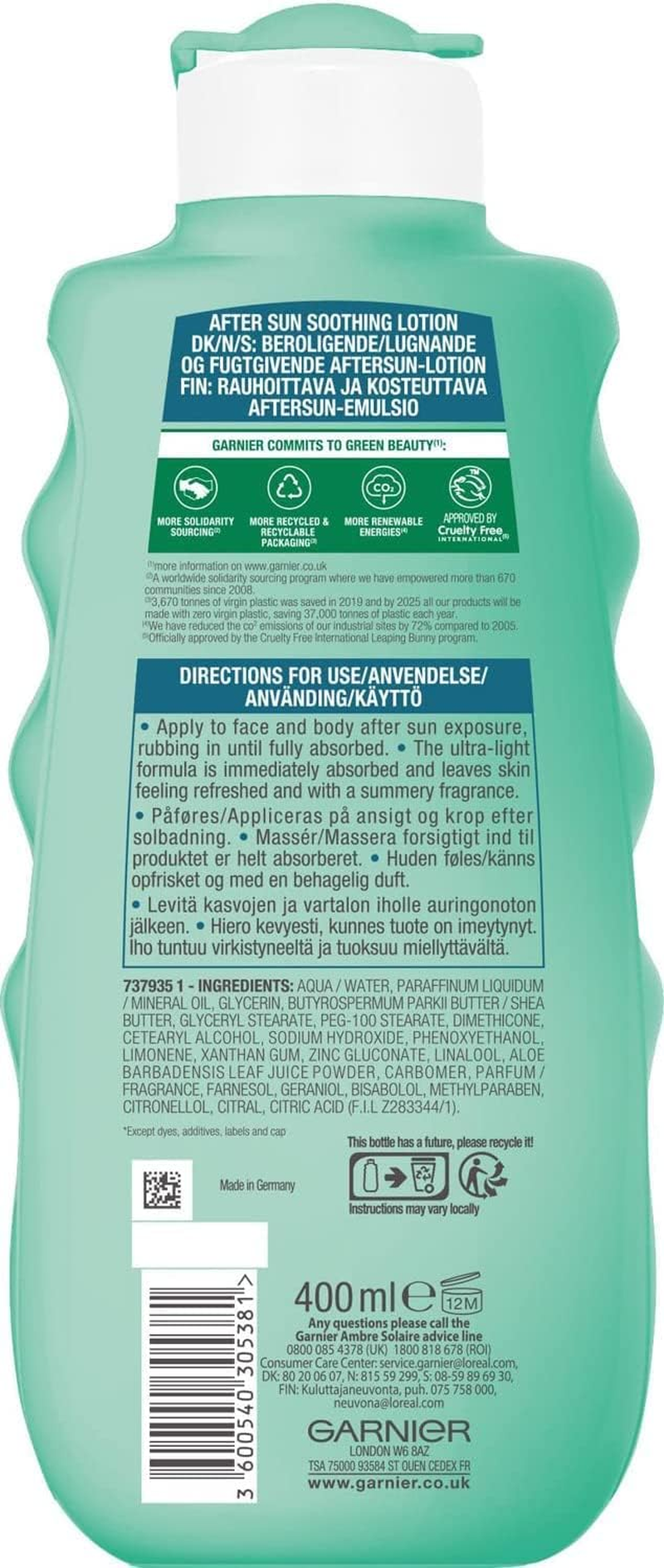 Garnier Ambre Solaire after Sun Soothing Lotion - 400 Ml image number 3