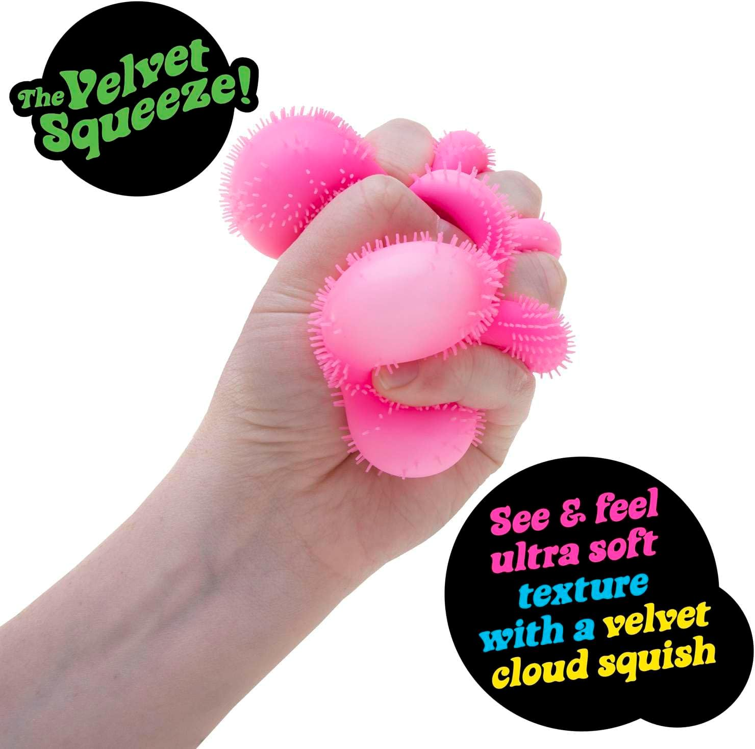 Needoh Fuzz Ball Flower Power - Ultra-Soft Squishy Stress Ball with Velvet Texture & Groovy Flower Design, Assorted Colours, Fun Sensory Fidget Toy for Kids & Adults image number 1