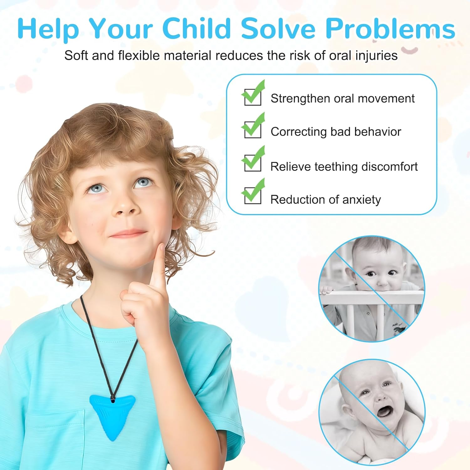 MR.TIMELAG Chew Necklaces for Adults and Babies - Lion 5-Piece Set, Bpa-Free Silicone Sensory Chew Necklaces for Anxiety Relief, Easy to Hold, with Massage Blocks to Relieve Teething Pain image number 4