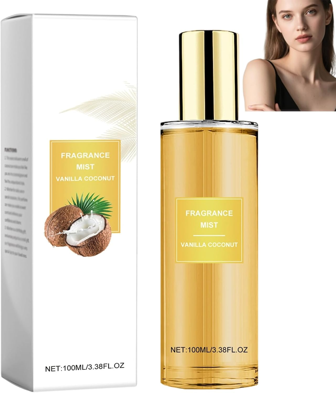 Vanilla Coconut Fragrance Mist, Long Lasting Hair and Body Mist for Women, Coconut & Vanilla Perfume, Deodorization, Nourishing Hydrating, All-Day Light Fragrance, Lightweight & Refreshing (1Pcs)