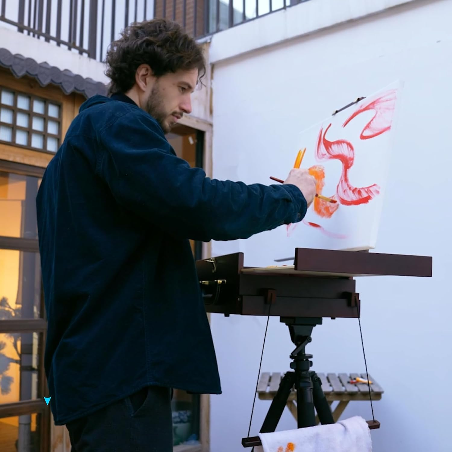 MEEDEN Plein Air Easel, Portable Tabletop Easel for Painting, Aluminum Travel Tripod with Nylon Carry Bag, Tripod Easel Stand for Displaying Outdoor - Light Walnut image number 4