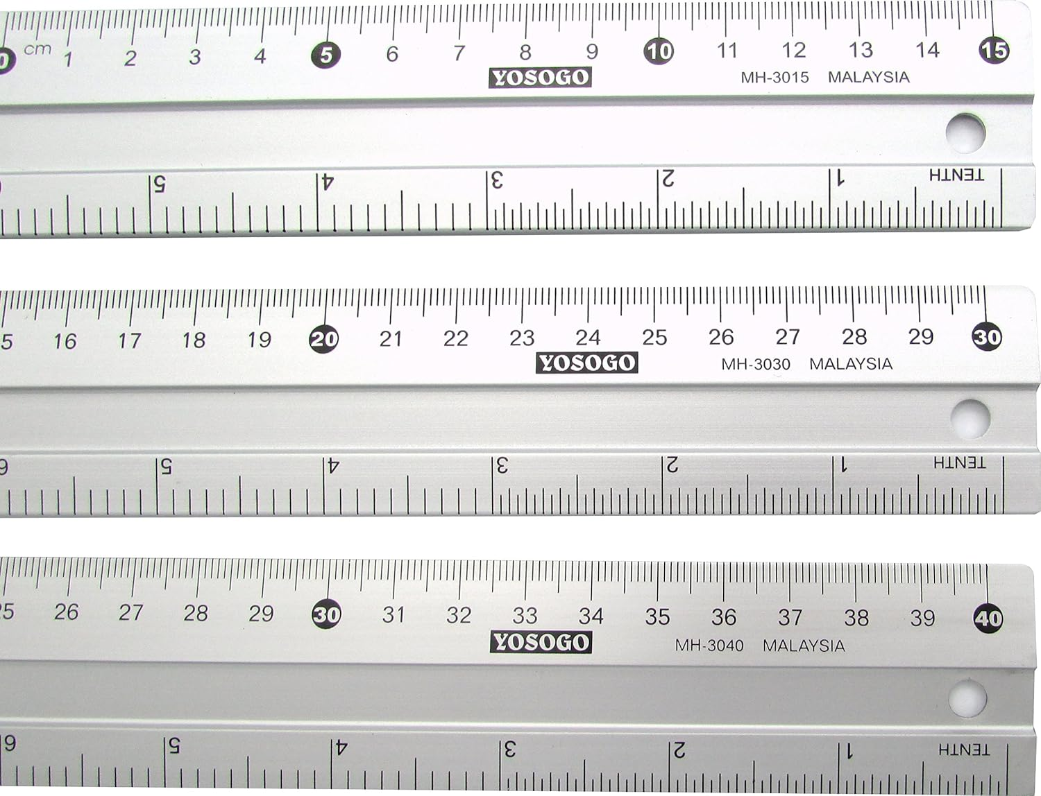 Anti- Slip Aluminum Rulers for Drawing, Set of 3 Pieces (6, 8 and 12 Inch) - Centimetres and Inch Scales for Precise Work, School and Home image number 6