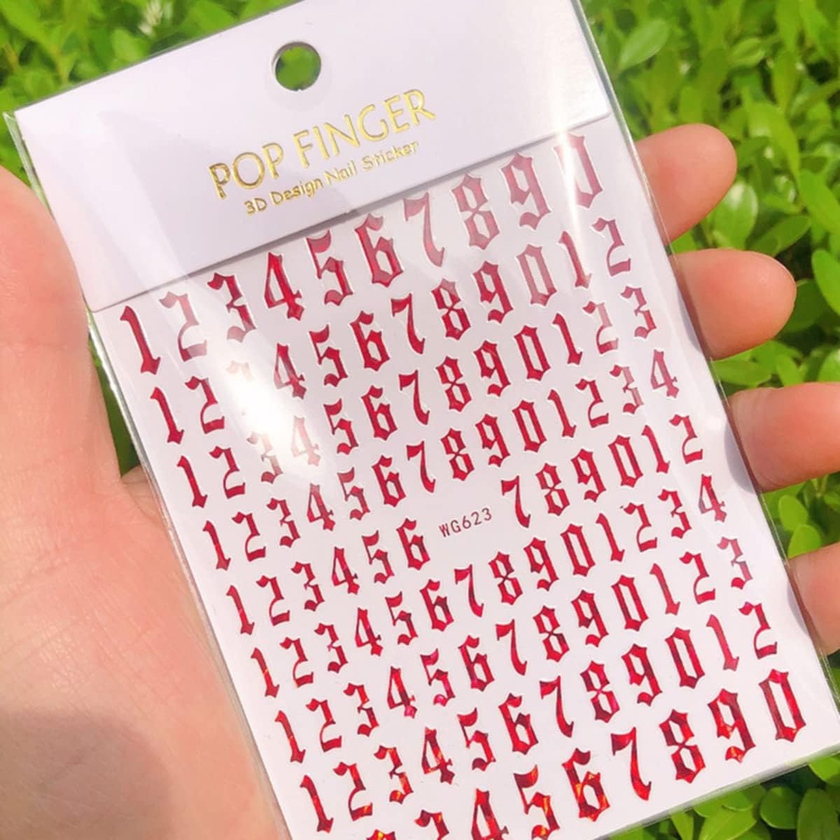 Number Nail Art Stickers, Luxury 3D Laser Nail Decals Self Adhesive Nail Art Stickers for Women Girl Nail Decorations 6 Sheets image number 2