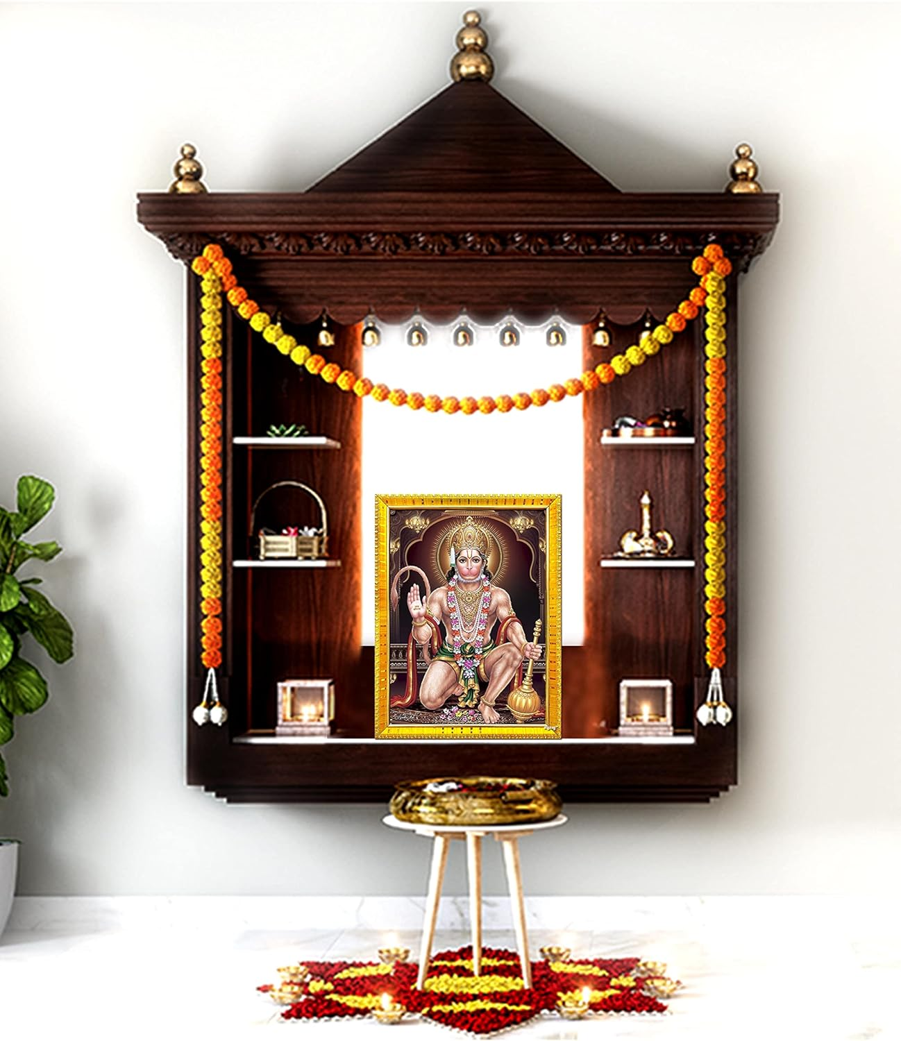 Zig Zag Lord Hanuman Ji Bajrangbali Photo Frame for Wall / Table / Pooja Room ( 7X9 Inches, Acrylic Glass) Golden, Rectangular image number 2