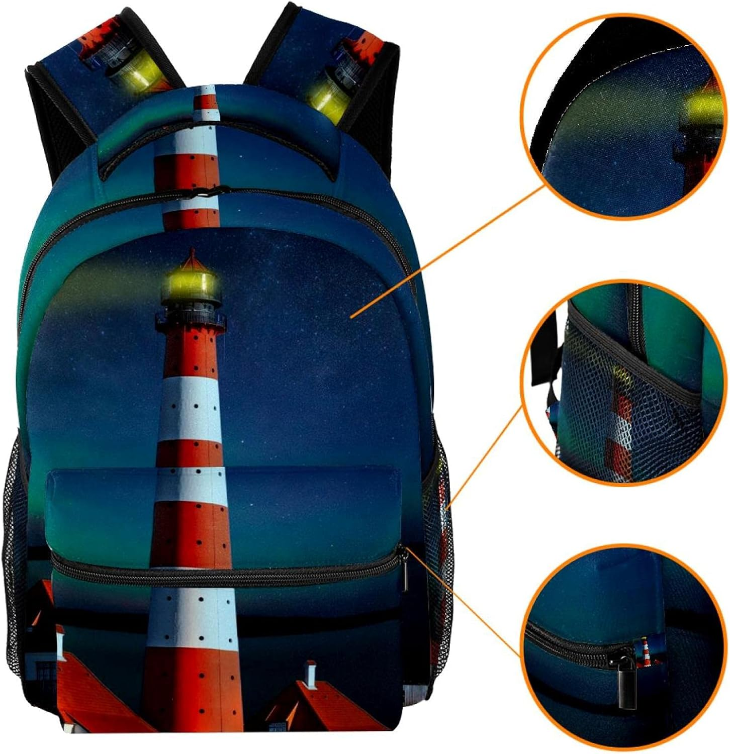 Landscape Fantasy Lighthouse Sea Backpack Students Shoulder Bags Travel Bag College School Tote Backpacks image number 2