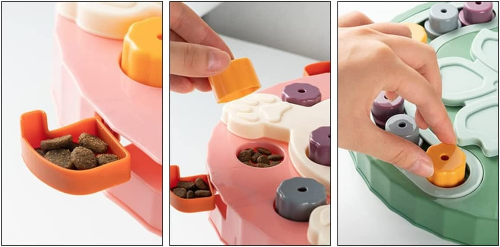 Paw Puzzlers Advanced Dog Puzzle, Enrichment Toy, Treat Puzzle, Dog Interactive Food Toy (Pink, Geometric) image number 6