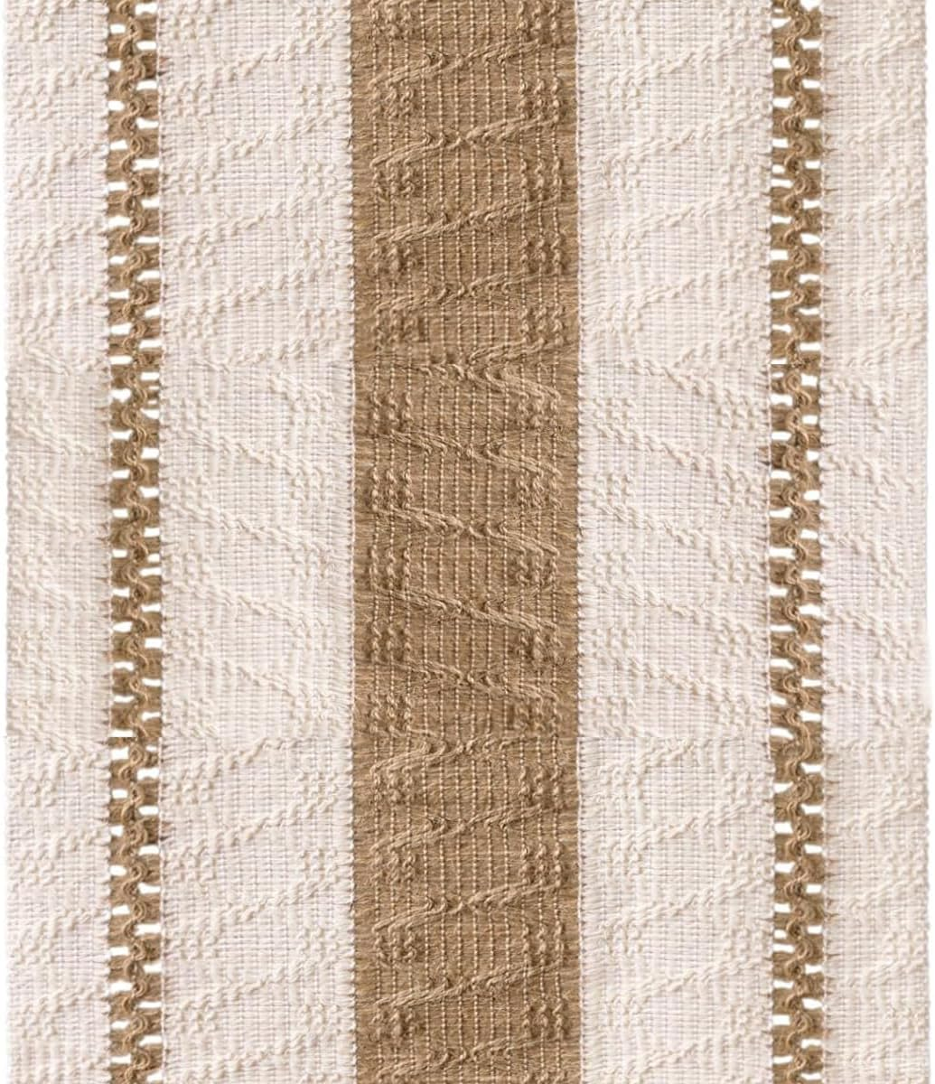 AIMALL Premium Cotton and Linen Table Runner with Knot Tassel Design, Nordic-Inspired Home Decor for Coffee Tables, TV Stands, and More, Durable and Stylish, Size 72X11.8 Inches