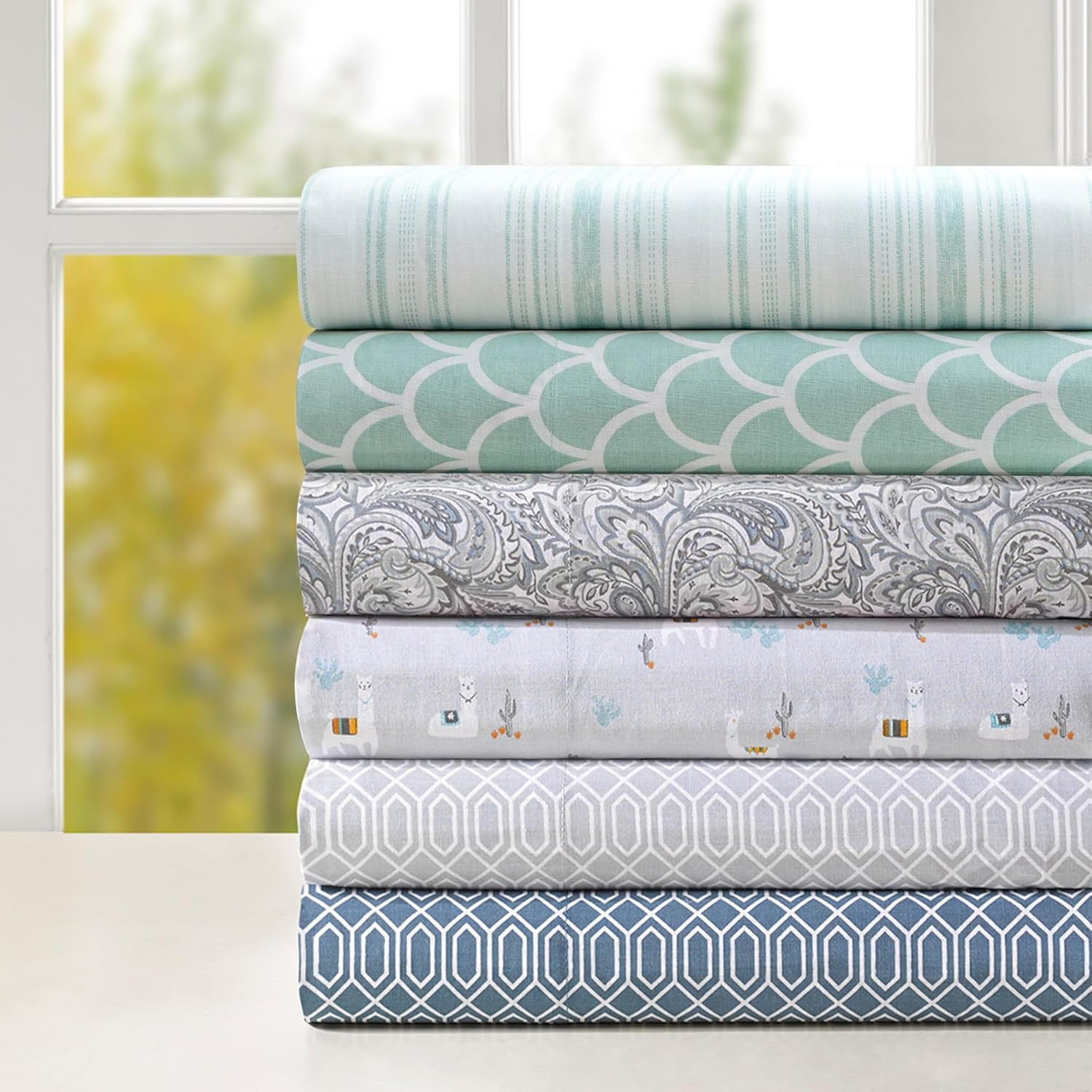 Comfort Spaces 100% Cotton Sheet Set Breathable, Lightweight, Soft with 14" Elastic Pocket Fits up to 16" Mattress, All Season Cozy Bedding, Matching Pillow Case, Full Good Vibes 4 Piece image number 6