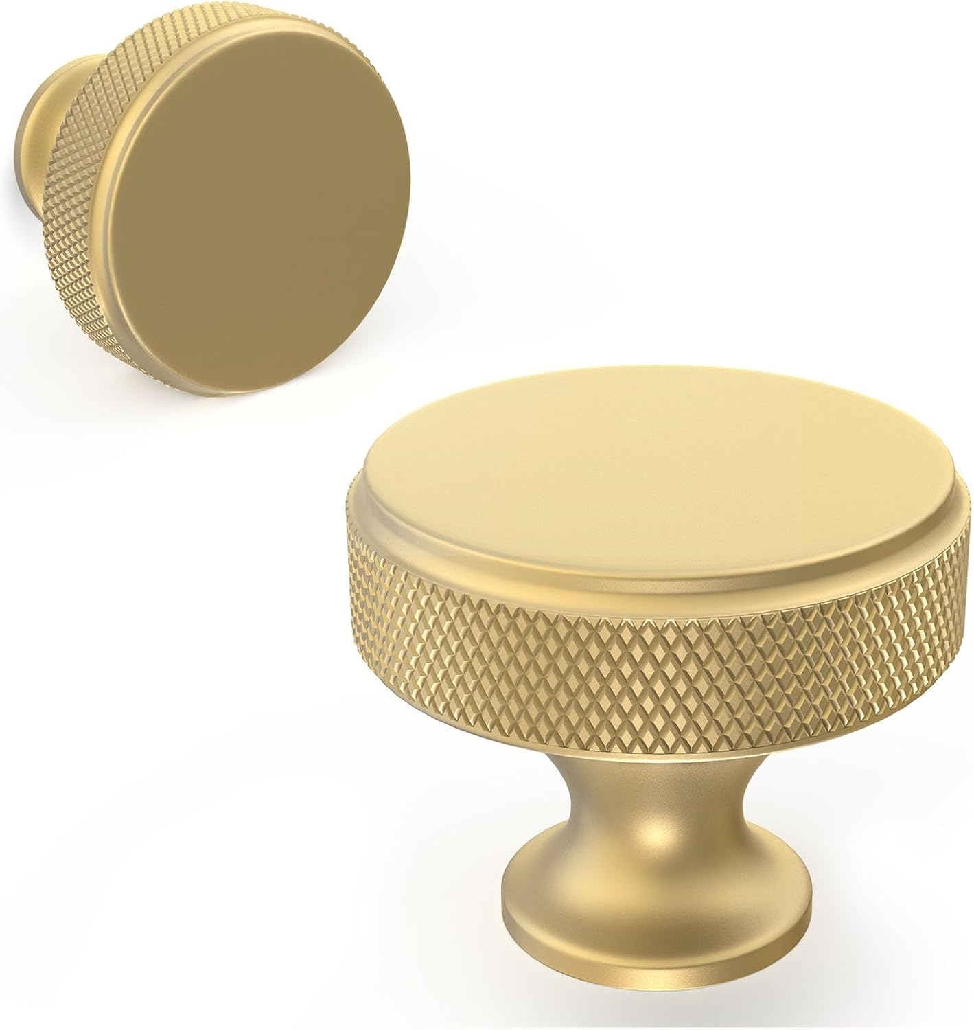 BUKOBYHE 10 Pack Kitchen Cabinet Knobs Brushed Gold Cabinet Pulls Gold Knurled Drawer Knobs Solid Kitchen Hardware