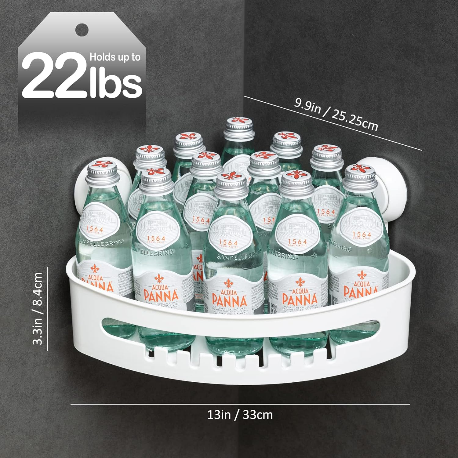 LEVERLOC Suction Cup Corner Shower Shelf - No Drilling, Removable Bath Shelf with Heavy Duty Hold, Waterproof & Oilproof White Shower Organizer Rack for Bathroom & Kitchen image number 3