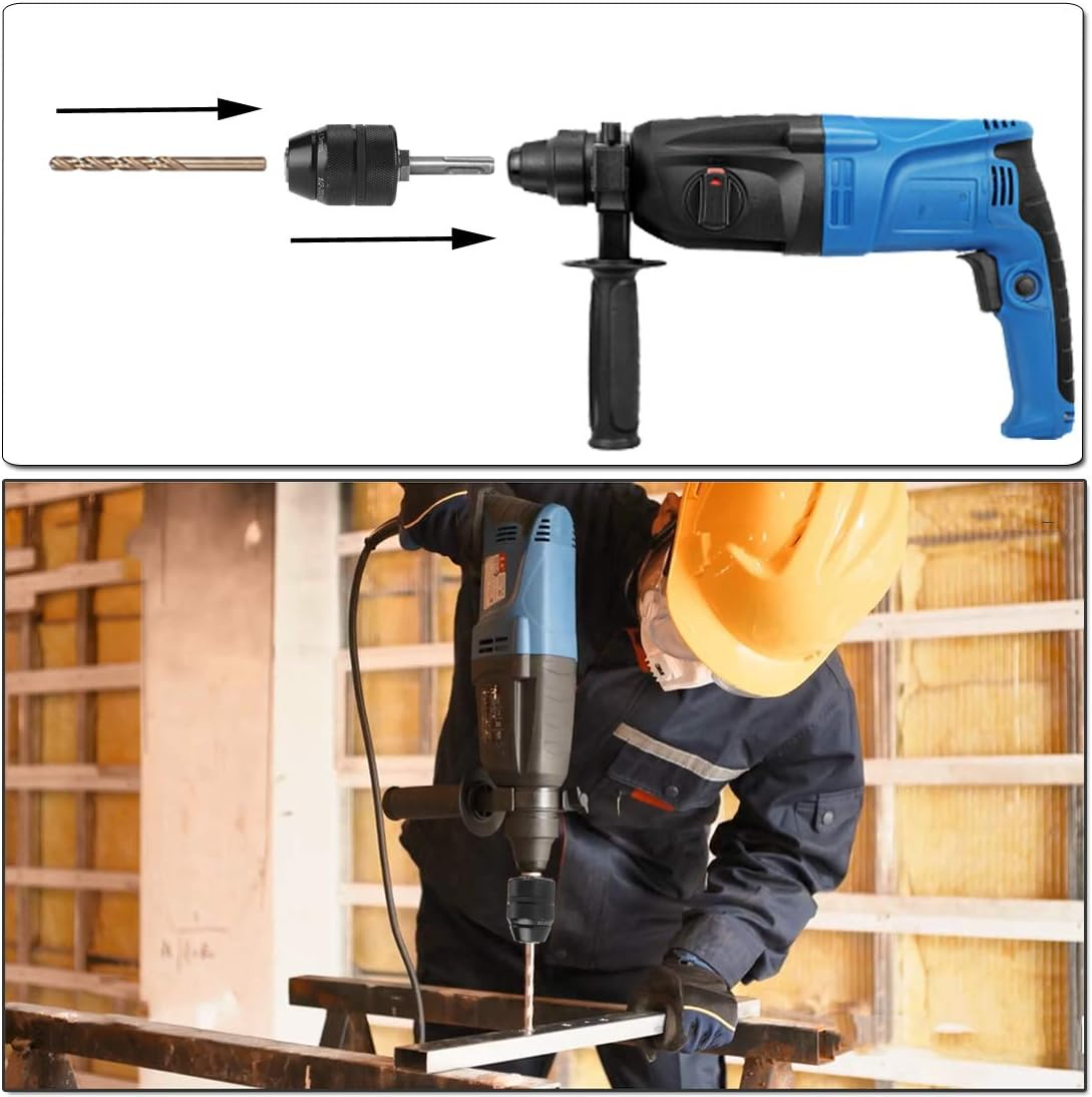 Hymnorq 1/2-Inch Keyless Drill Chuck with SDS plus Shank Adapter &ndash; 1.5-13Mm (1/16" - 1/2") Capacity, 1/2-20UNF Mount &ndash; Heavy Duty All-Metal Self-Tightening Converter for Rotary Hammers image number 1