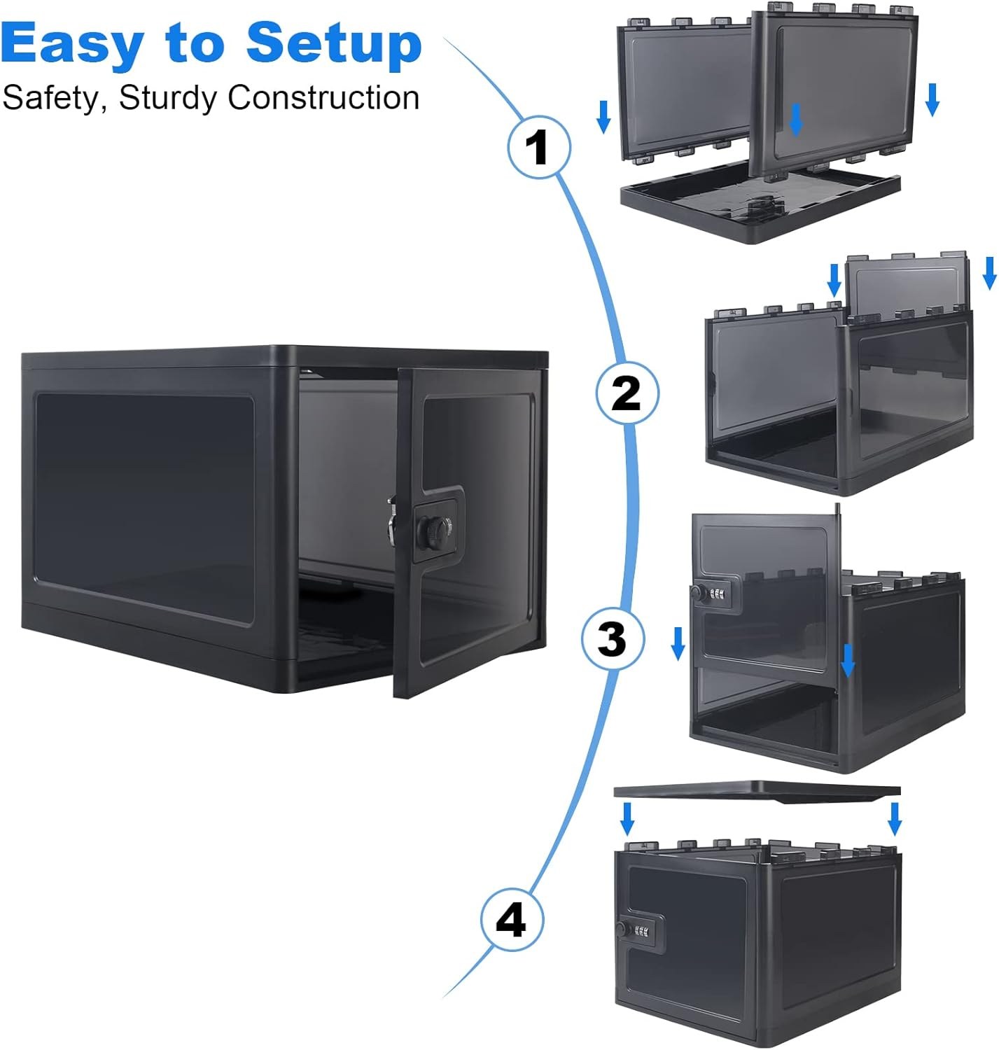 GIIYAA Lockable Box, Clear Lockable Storage Box for Food，Tech and Home Safety, Medicine Lock Box for Safe Medication,Lockable Storage Bin, Tablet Phone Jail Lock Box，Refrigerator Storage Bins (Black) image number 6