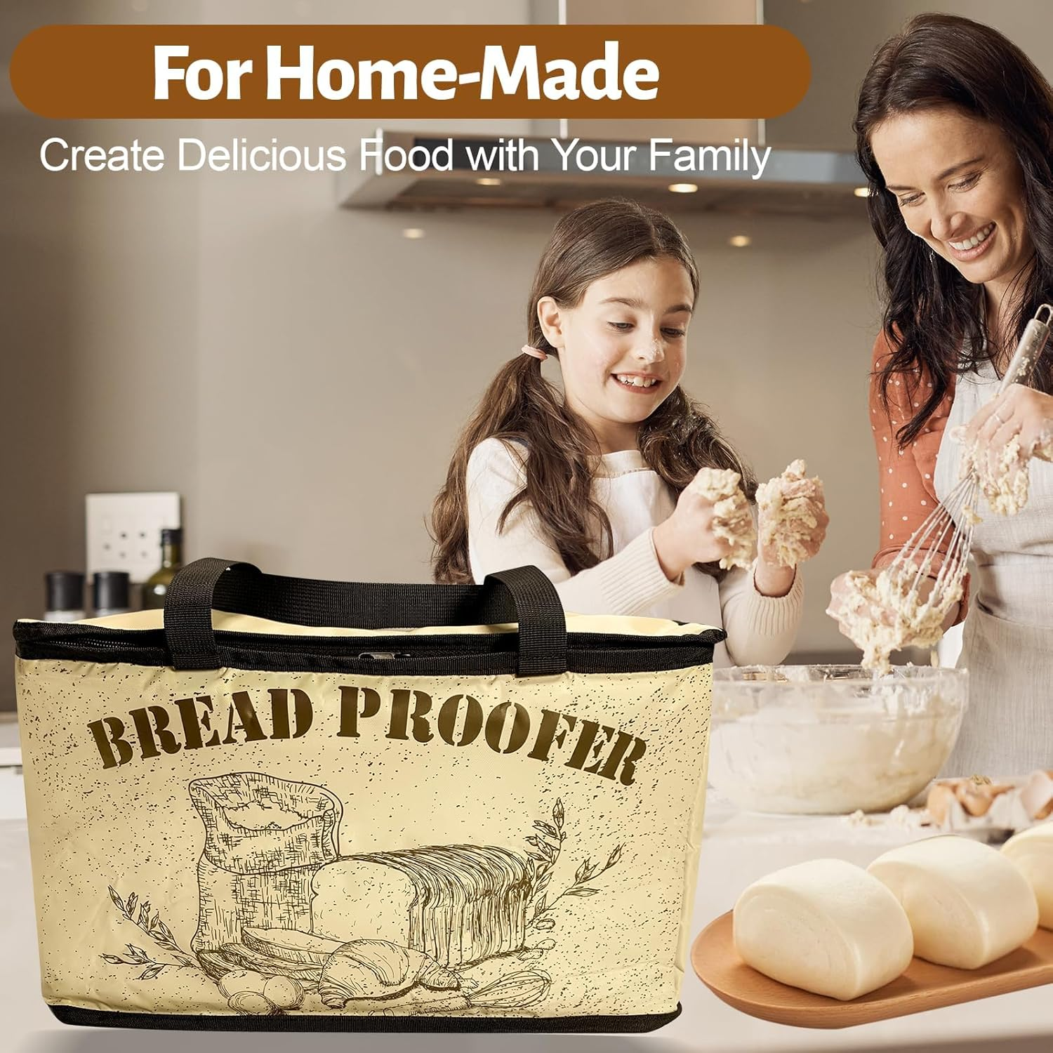 Dough Bread Proofing Box, Handbanary Dough Proofer with NTC Sensor Temperature & Timer Controller, Foldable Zippered Bread Proofer for Dough, Yogurt, Rice Wine Fermentation image number 1