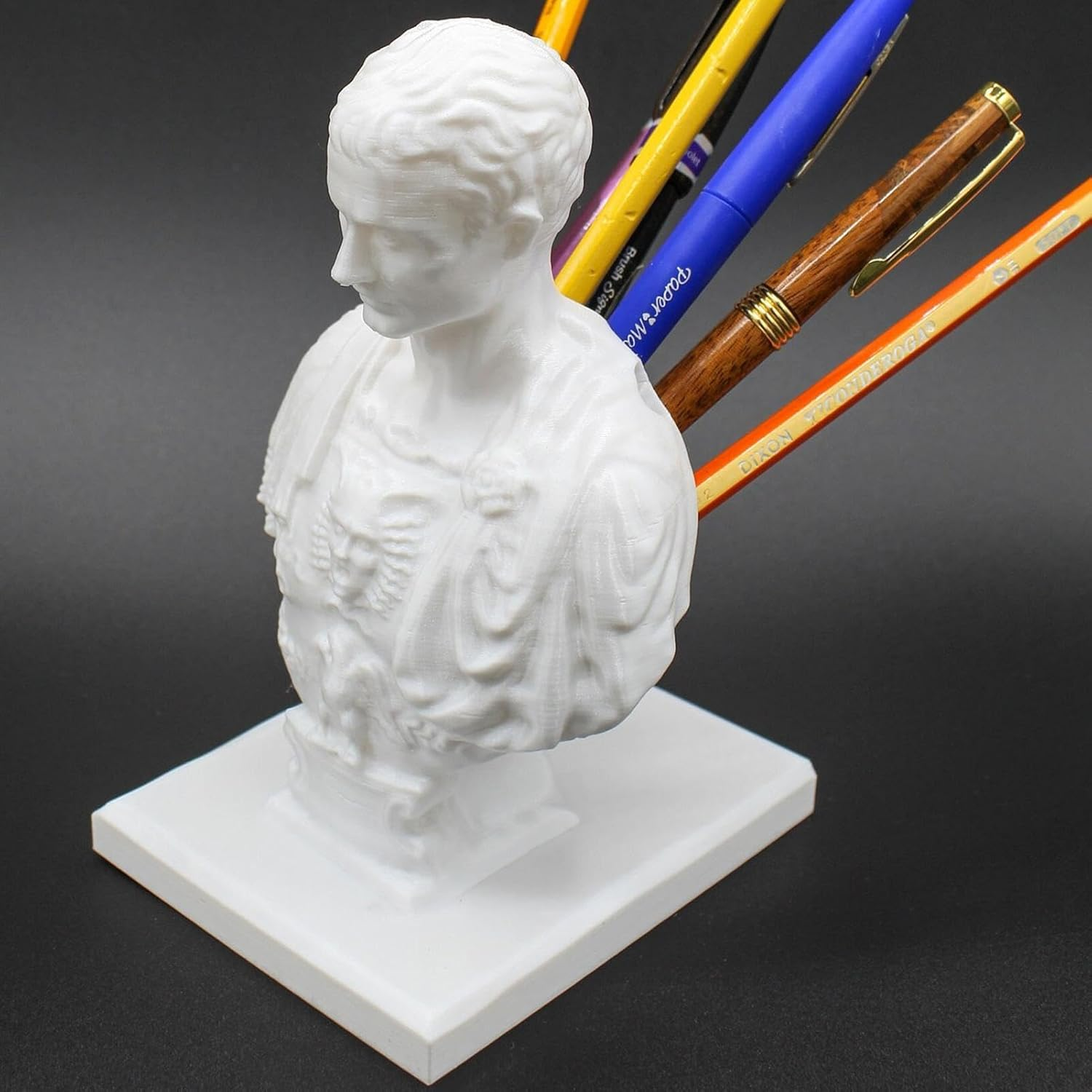 Julius Caesar Desk Holder - Resin Ides of March Desk Holders | Quirky Pencil Holder Desks Decor | Creative Resin Pencil Holders | Desks Organisers for Home, Dorm, Classroom image number 6
