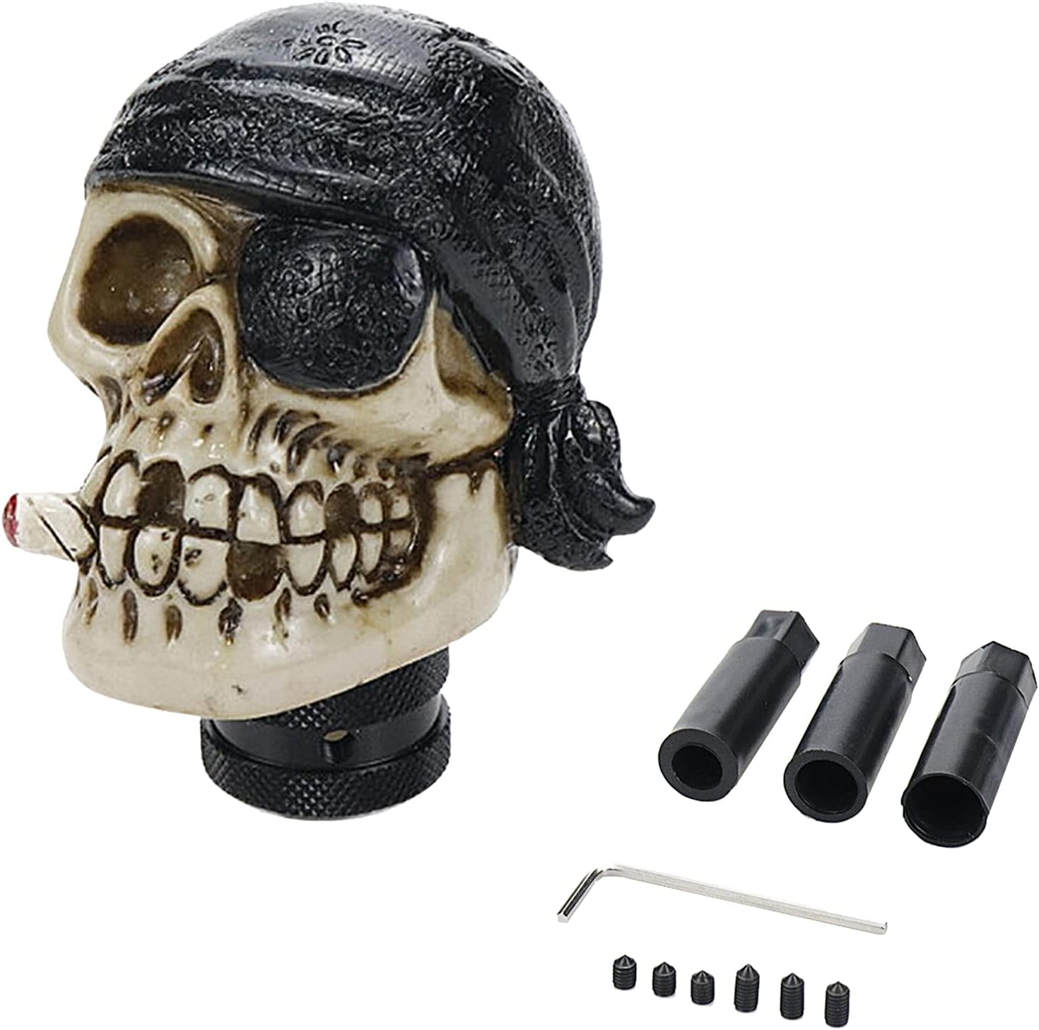 Modengzhe Resin Cap Skull Shpae Universal Type Gear Shift Knob Replacement Decor for Car Interior Modification (Red Cap)