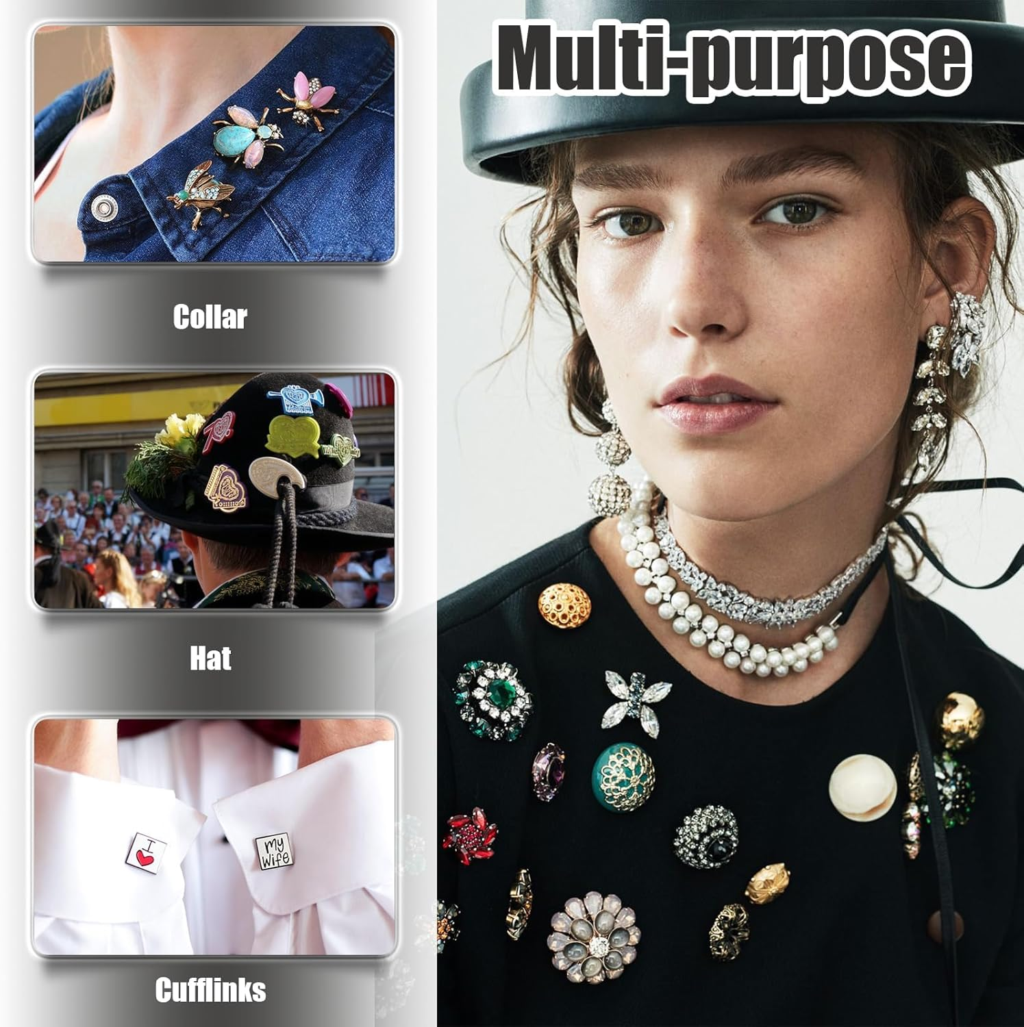 Pin Backs, 50 Pcs Metal Pin Backings, Backs Locking Pin Keepers Clasp Metal Pin Backs for Jewlery, Crafts, Lapel Pins (Black) image number 5