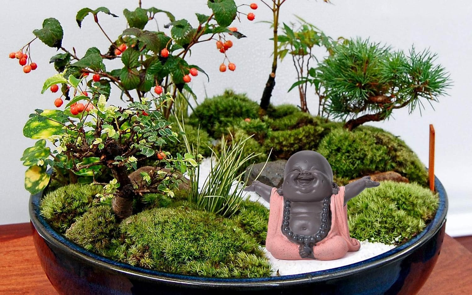 WGFKVAS Buddha Statue, Laughing Buddha Smiling Little Buddha Ceramic Buda Statue Little Monk Figurine, Baby Monk Figurine Cute Baby Buddha for Home Office Car Decors Gift Crafts and Arts (Red) image number 5