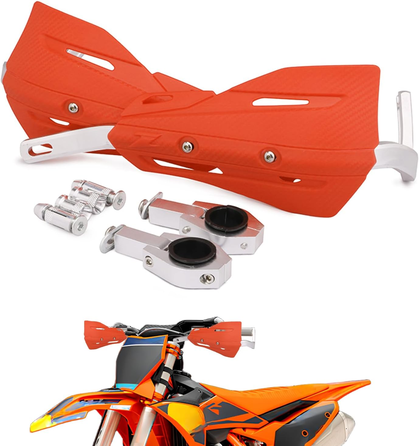 JFG RACING Dirt Bike Handguards,Motorcycle 7/8'' and 1 1/8'' Hand Guards Aluminum Universal for Dirt Pit Bike MX Motocross Supermoto Racing ATV Quad KAYO - White