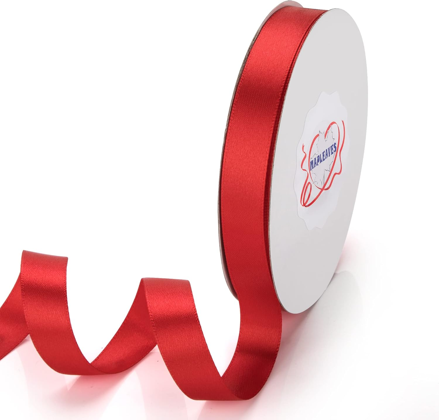 Alfie Double Faced Satin Ribbon 5/8Inch X 50Yards Double Sided Solid Polyester Ribbon for Gift Wrapping Party Hair Braids Bow Baby Shower Decoration Floral Arrangement Craft Supplies, Hot Red image number 3