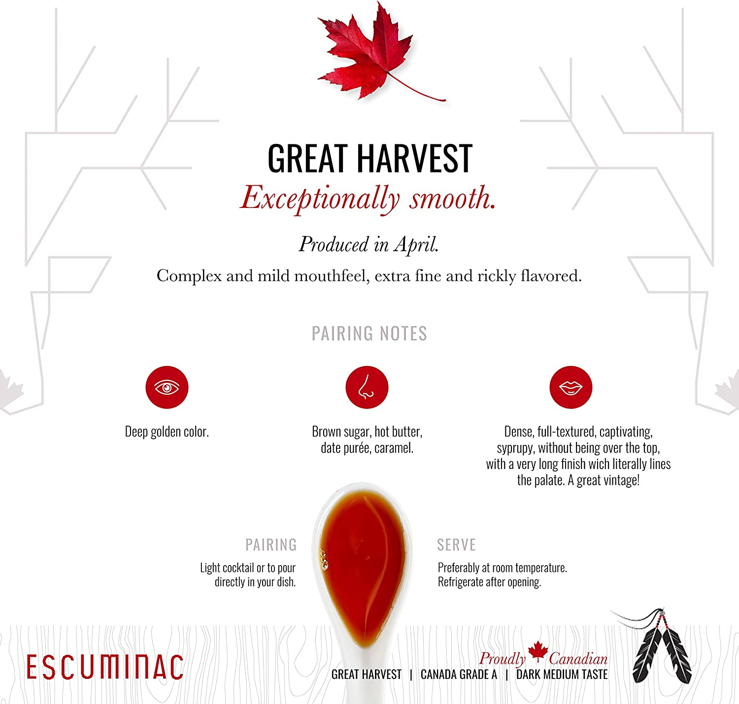 Pure Canadian Maple Syrup by Escuminac Maple Farm. Family Size Format. (33 Fl Oz) 1L. Canada Grade A, Medium Taste, Great Harvest. 100% Organic, Single Origin, Bottled by the Maker. image number 5