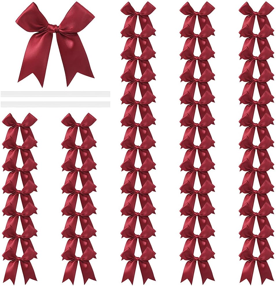 Geli Satin Ribbon Bows, Satin Bows for Gift Wrapping Tied Ribbon Bow, Bakery Candy Bags and Package Decorating Ribbon Bow for Weddings,Birthdays,Christmas,Craft,Gift Packaging (White)