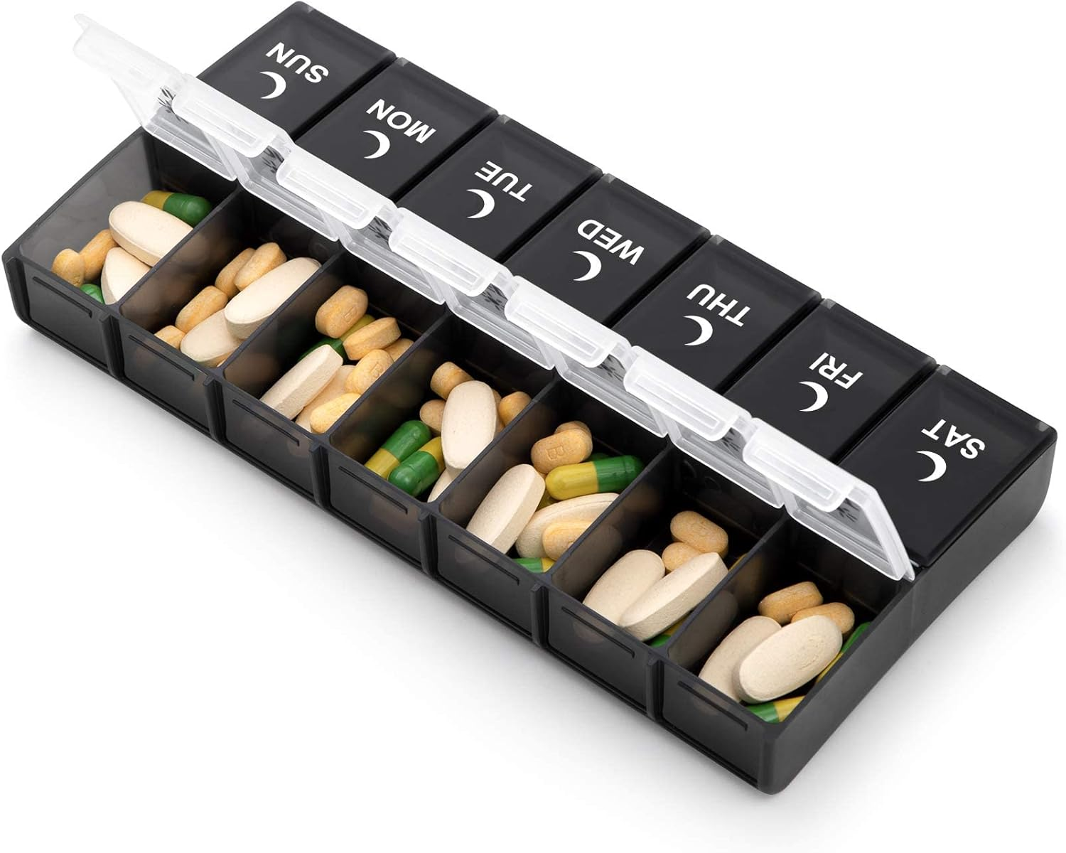 7 Day Pill Organizer with Extra Large Compartments - 2 Times a Day (AM/PM) Weekly Pill Box for Vitamins, Fish Oil, Supplements & Medication, Day Night Medicine Organizer, Portable for Travel image number 3