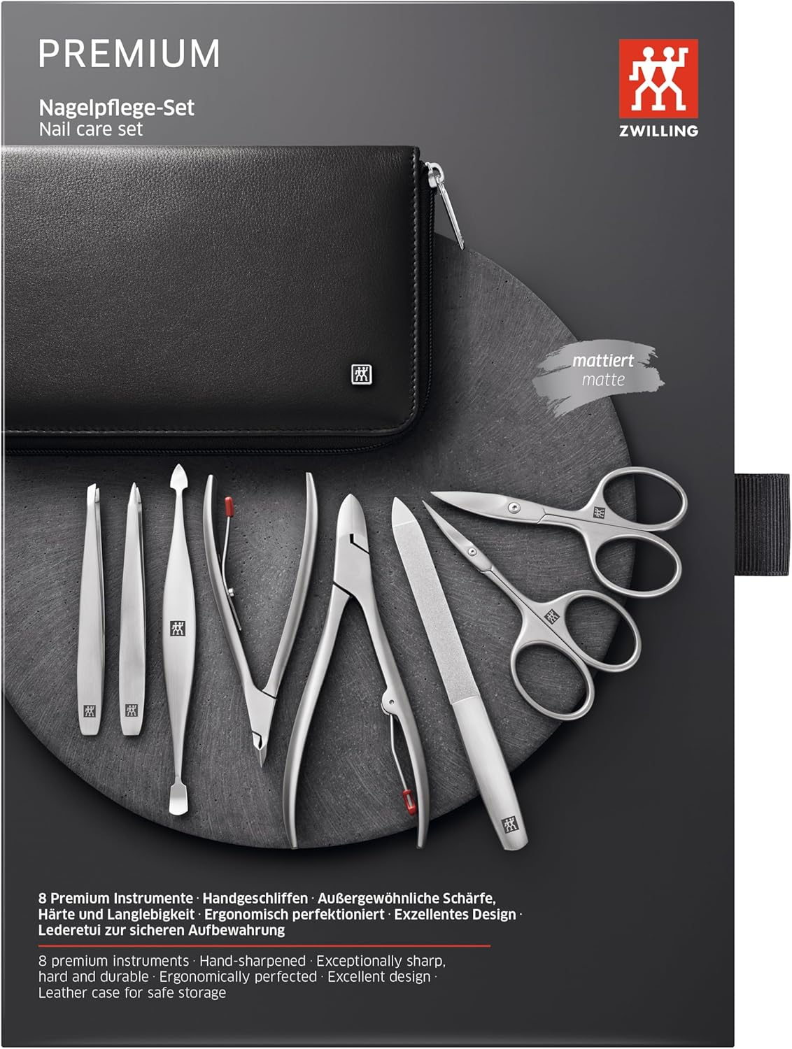 ZWILLING TWINOX Manicure Set 8 Pieces Premium Cowhide Leather with Zip Black image number 2