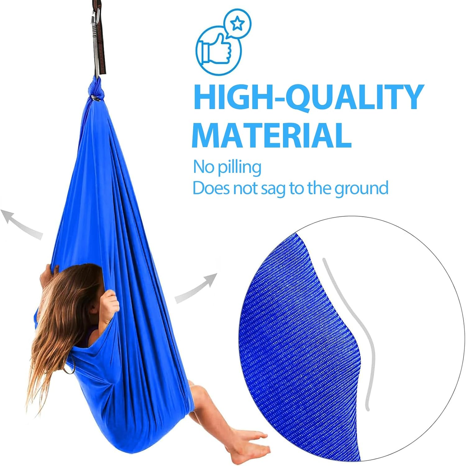 KELIOO Sensory Swing Indoor, Sensory Swing for Kids & Adults Holds up to 300Lbs, Outdoor Relaxing Yoga Hammock with 360&deg; Swivel Hanger Kit and Adjustable Straps for Autism, ADHD image number 1