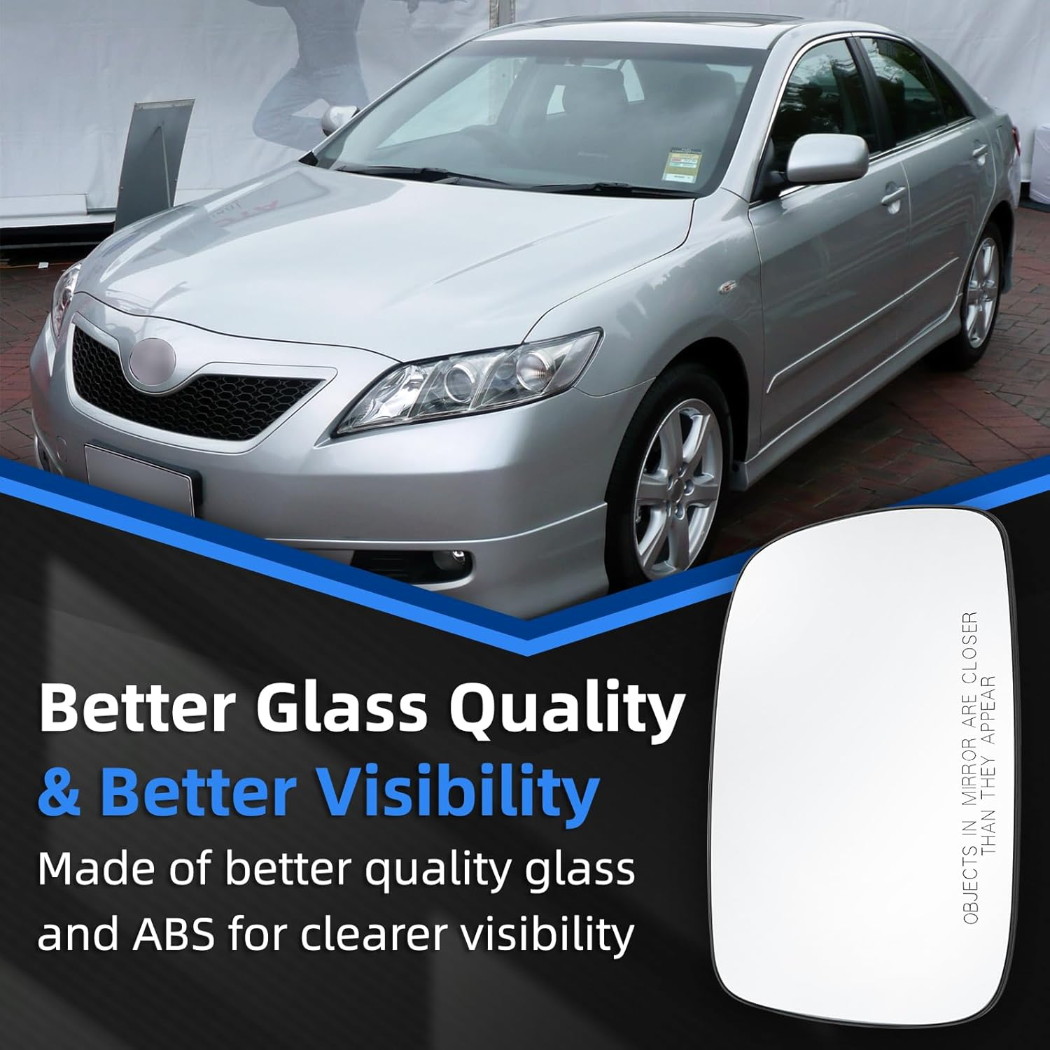 Right Side Mirror Replacement for Toyota Camry 2007 2008 2009 2010 2011 - Right Side Mirror Glass, Rear View Mirrors Glass with Power Heated image number 2