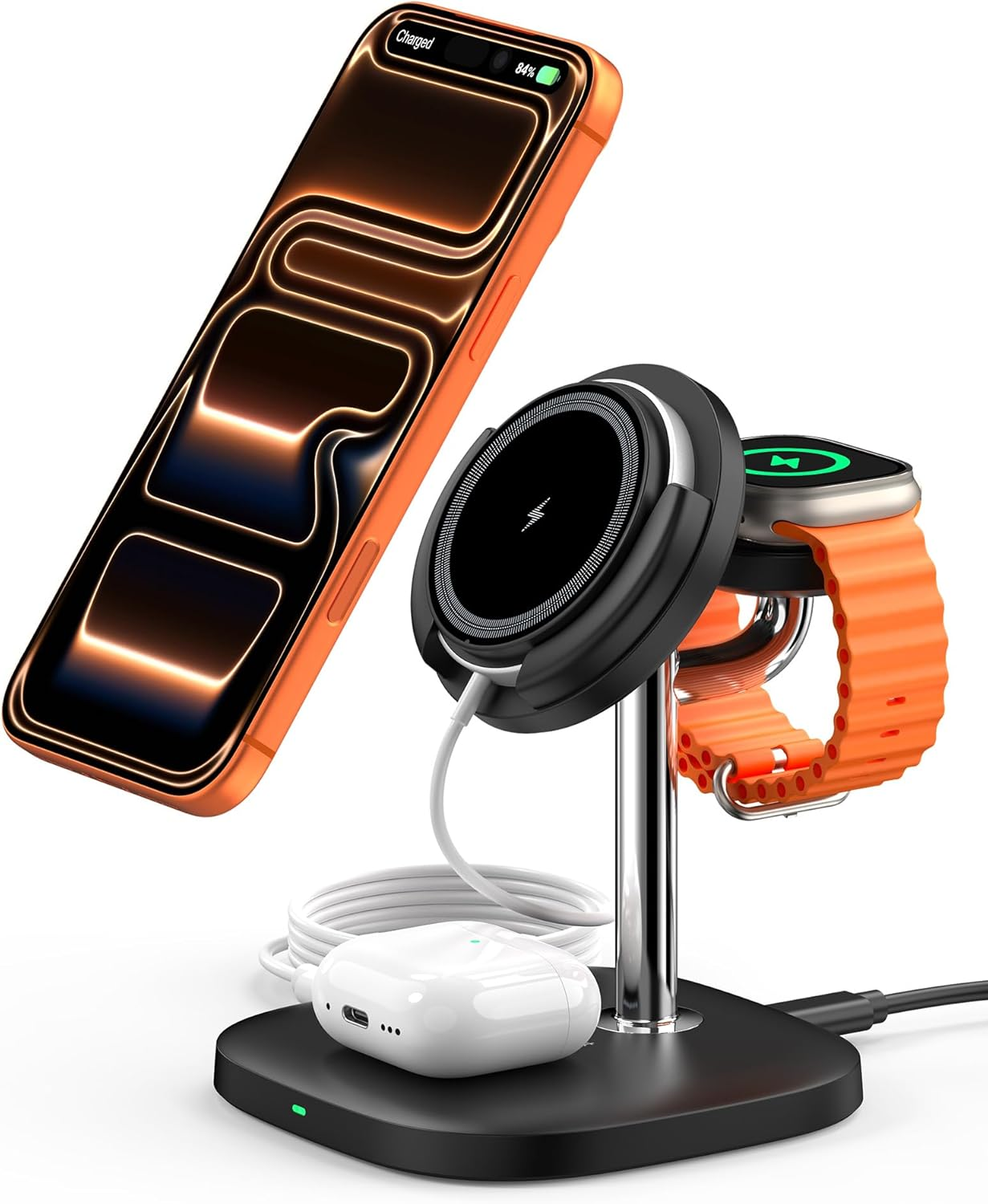 Wireless Charging Station for Iphone/Apple Wtach/Airpods, Swanscout 711M, Detachable Magnetic Charger for Iphone 16/15/14/13/12 Series, for Apple Watch 10/Ultra 2/9/8/7/6/5/Se(No Adapter) image number 2